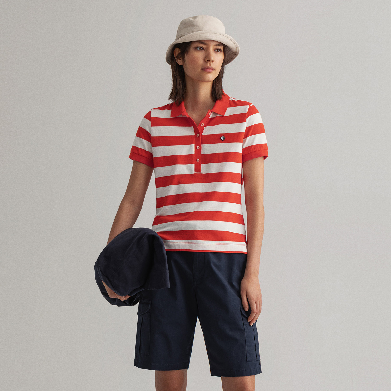 Gant Kadın Kırmızı Çizgili Polo