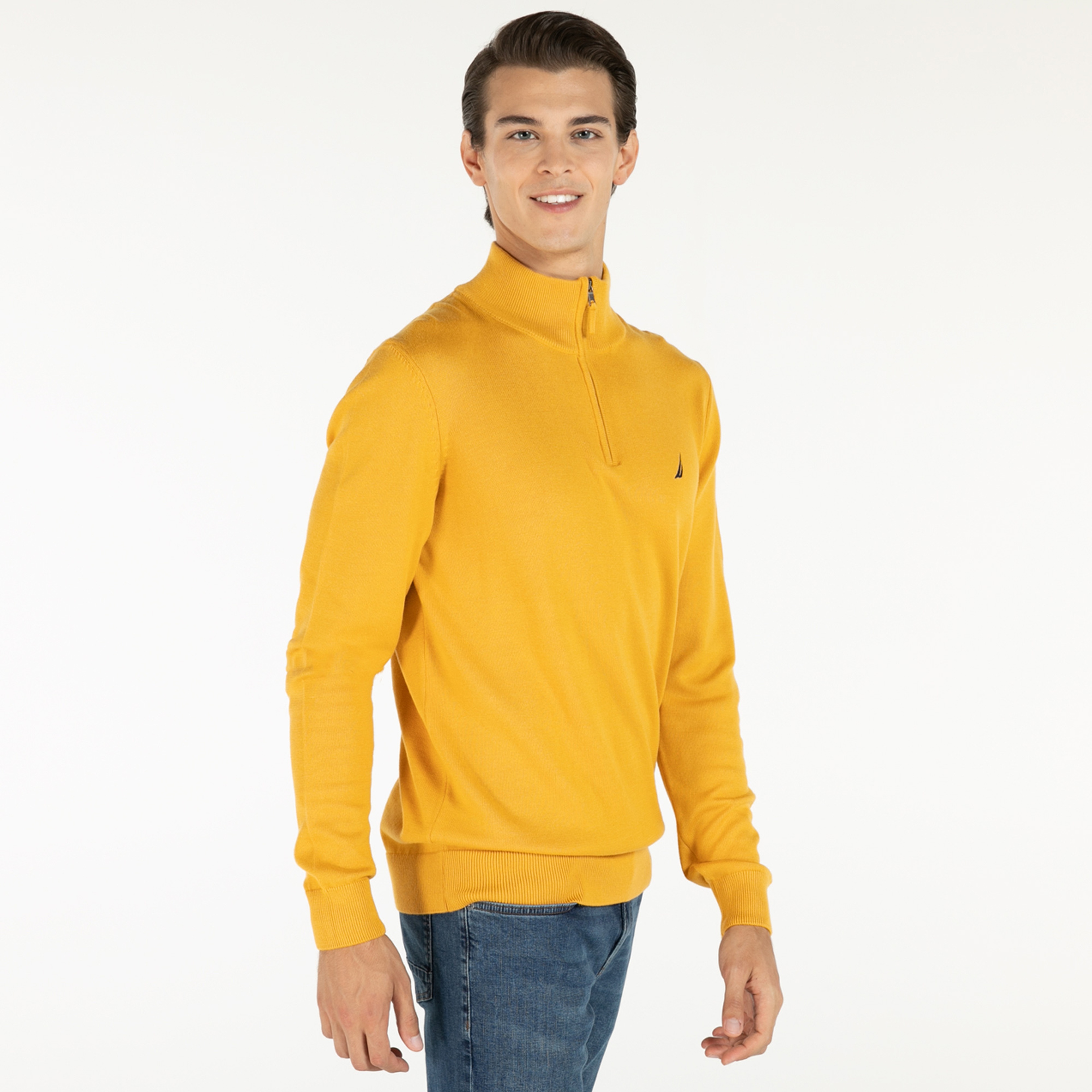 NAUTICA ERKEK SARI FERMUARLI TRiKO KAZAK