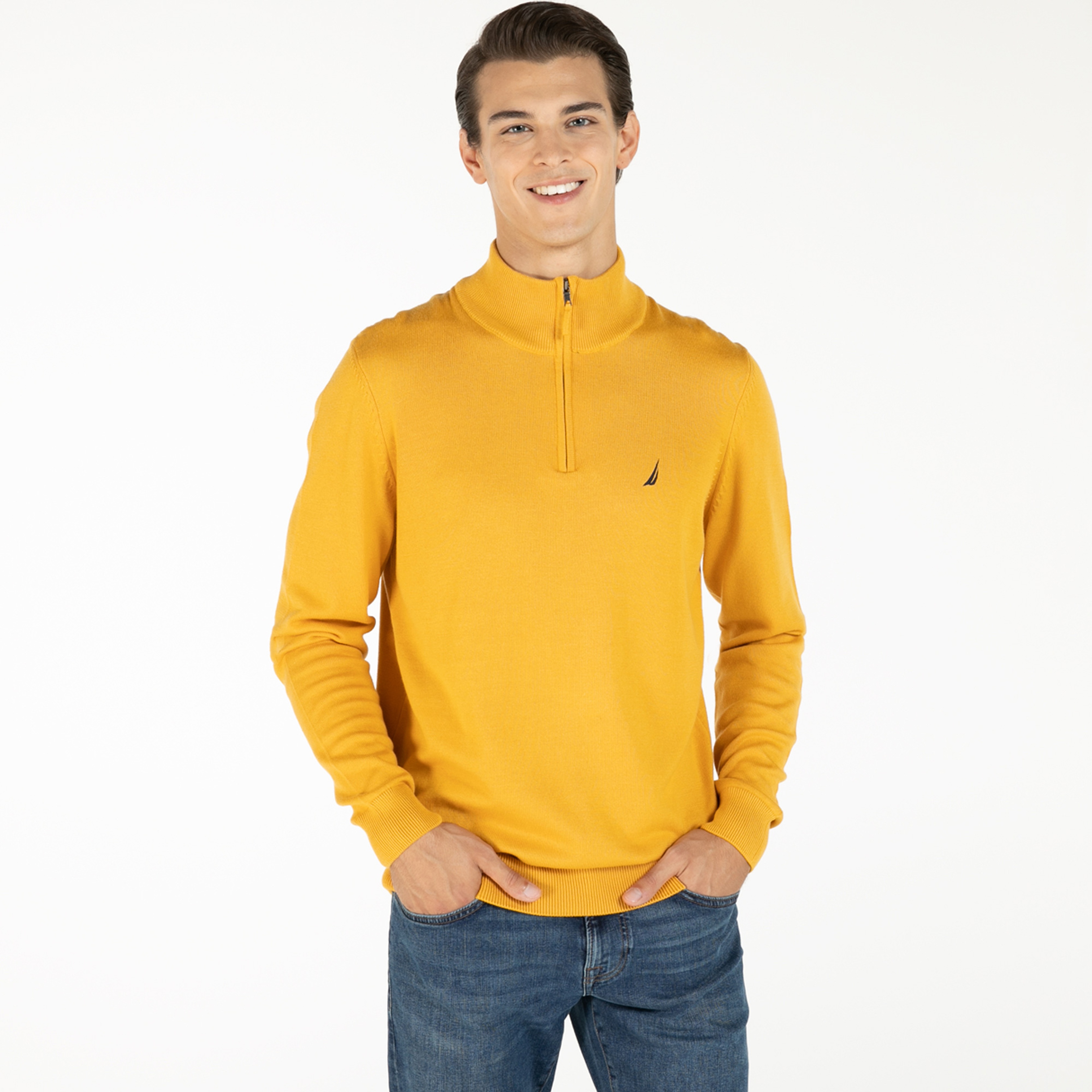 NAUTICA ERKEK SARI FERMUARLI TRiKO KAZAK