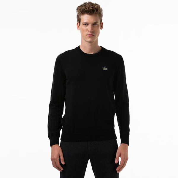 Erkek Regular Fit Bisiklet Yaka Organik Pamuk Siyah Kazak