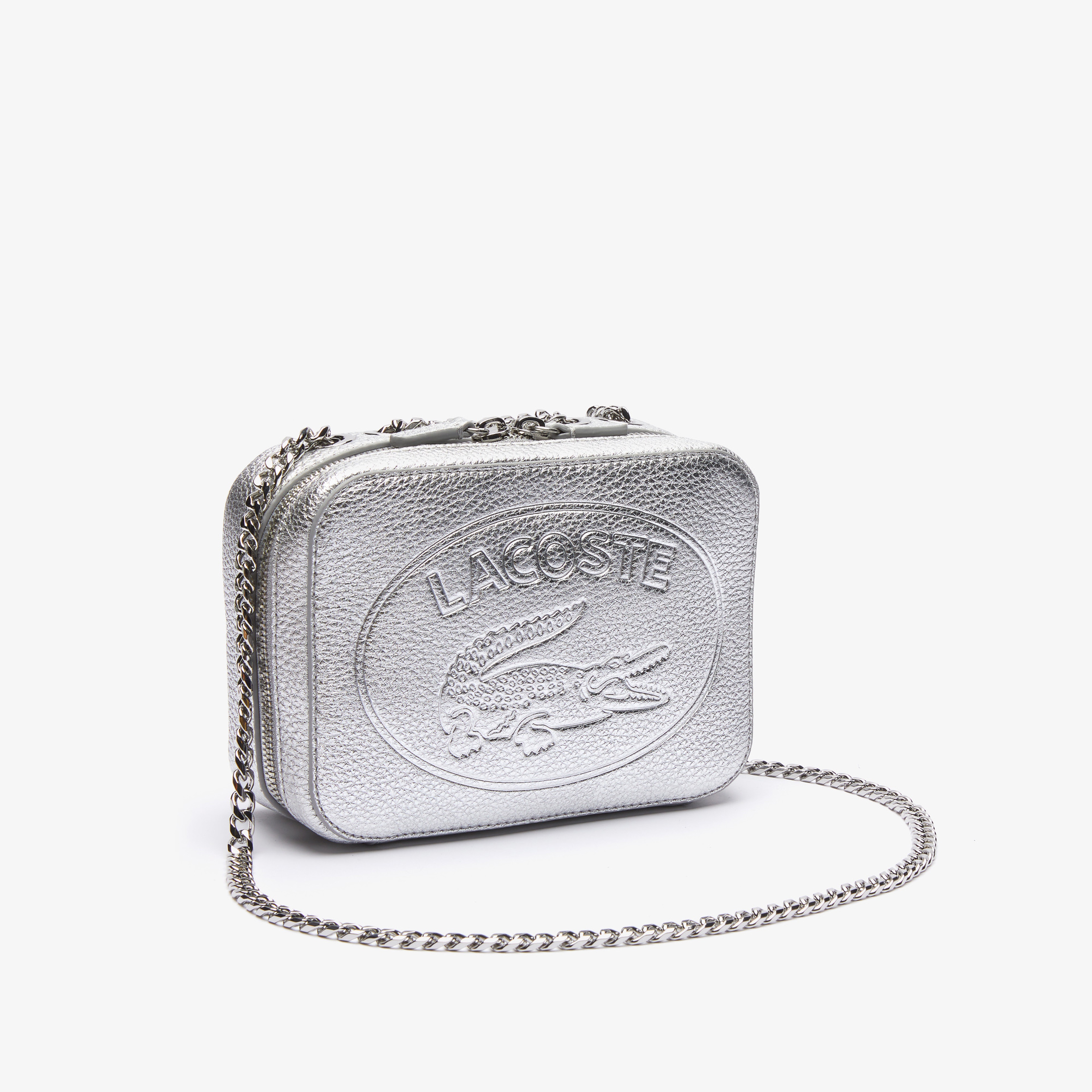 Lacoste Croco Crew Kadın Deri Baskılı Gri Çapraz Çanta