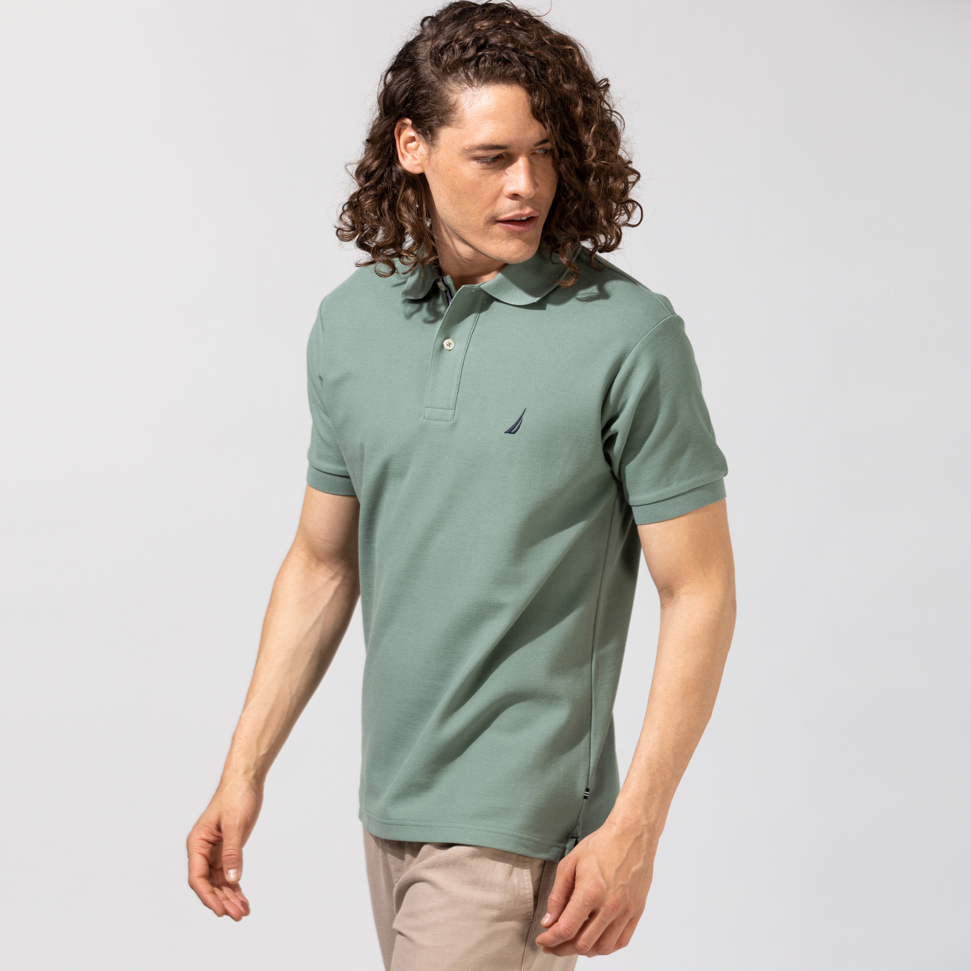 Nautica Erkek Yeşil Classic Fit Kısa Kollu Polo Yaka T-Shirt