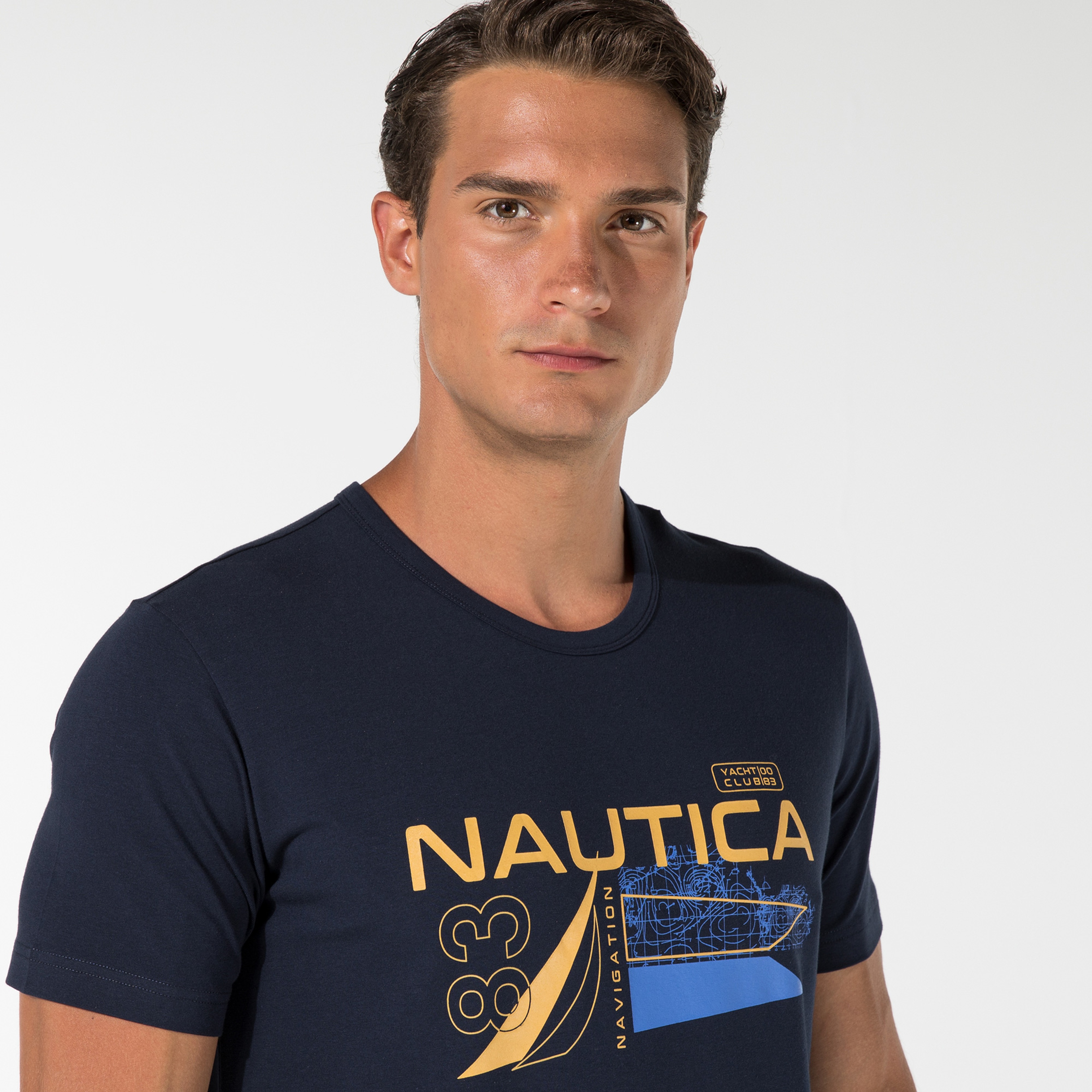 NAUTICA ERKEK LACİVERT BASKILI T-SHIRT