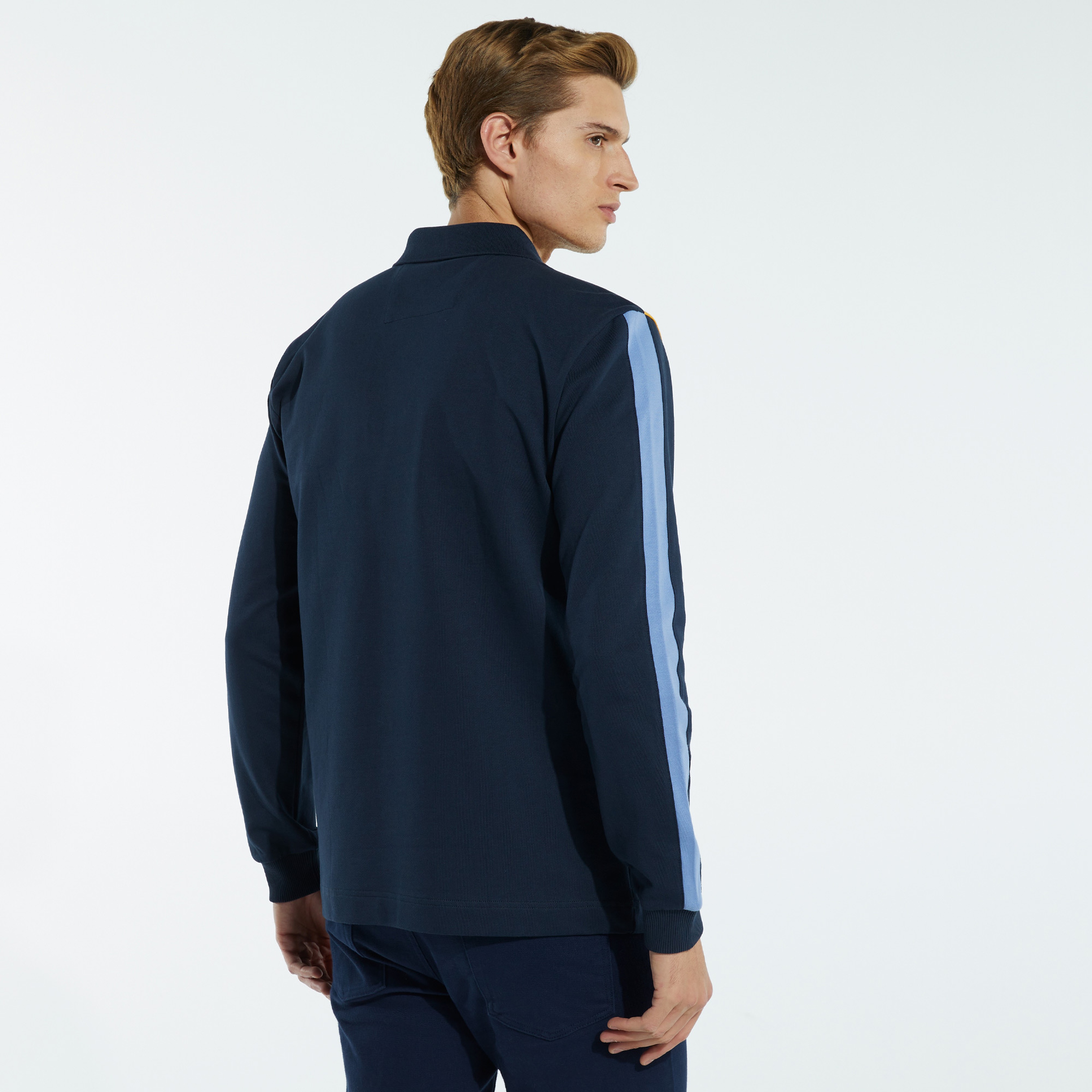 NAUTICA ERKEK LACİVERT CLASSİC FİT BLOK DESEN UZUN KOLLU POLO