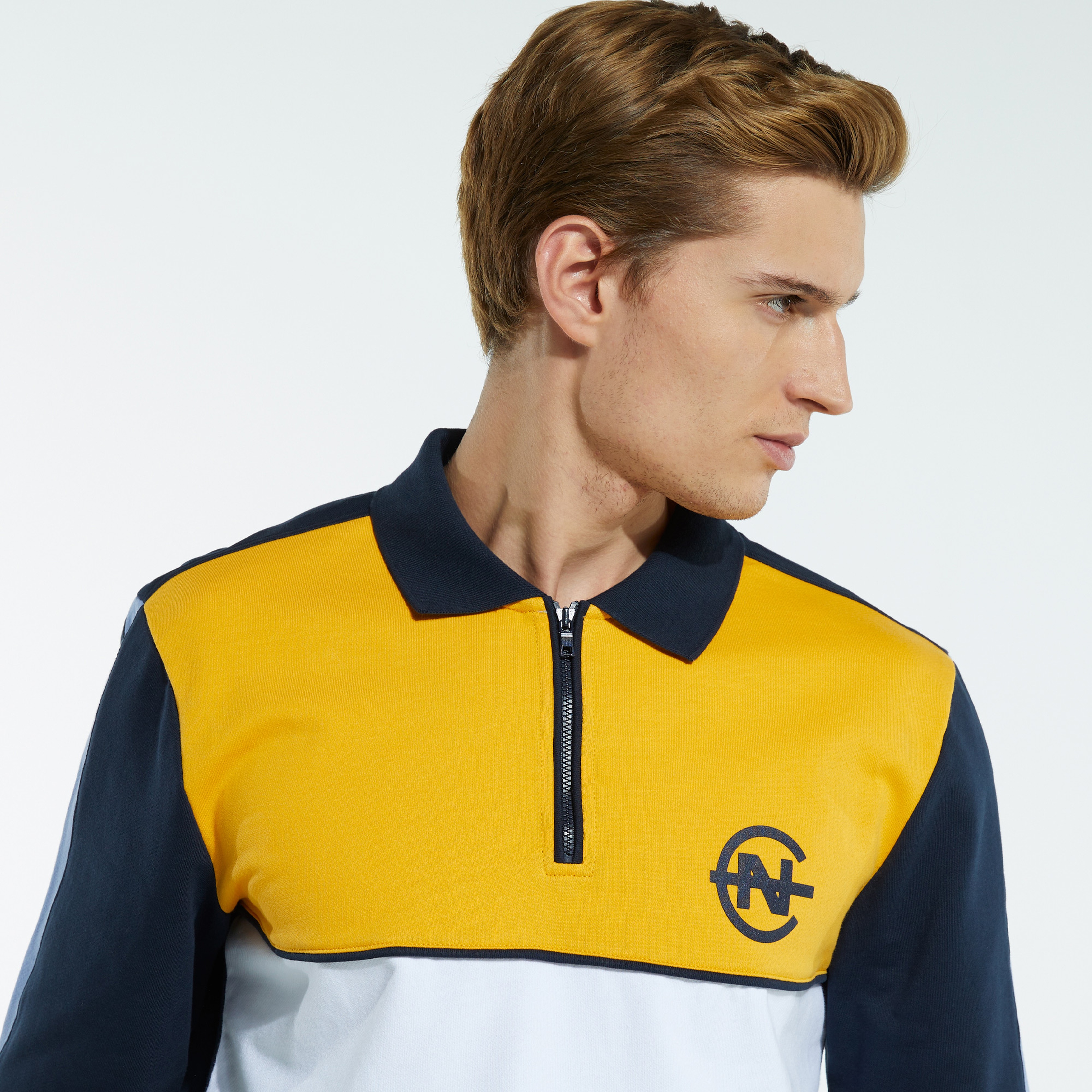 NAUTICA ERKEK LACİVERT CLASSİC FİT BLOK DESEN UZUN KOLLU POLO