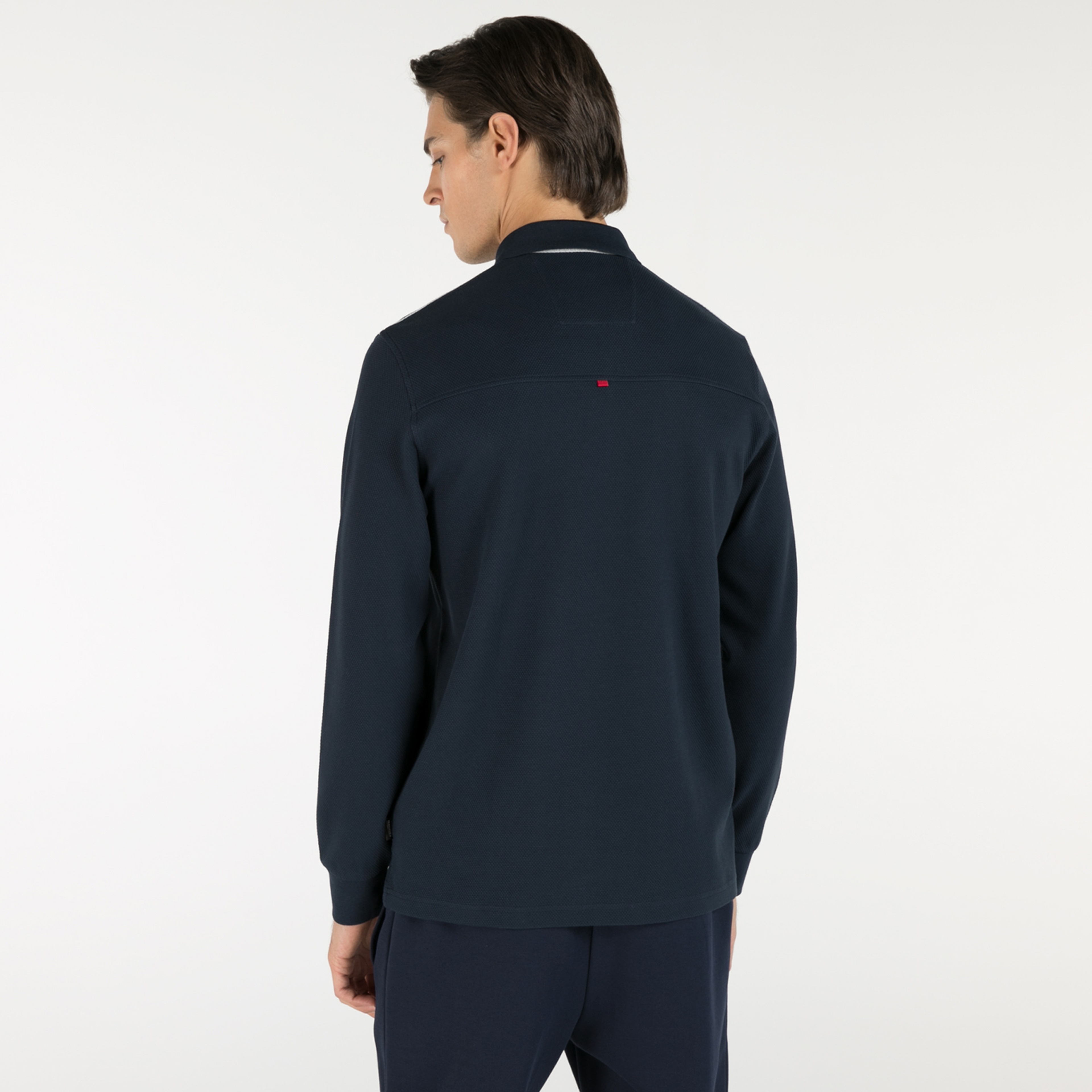 NAUTICA ERKEK LACİVERT CLASSİC FİT ARMÜRLÜ UZUN KOLLU POLO