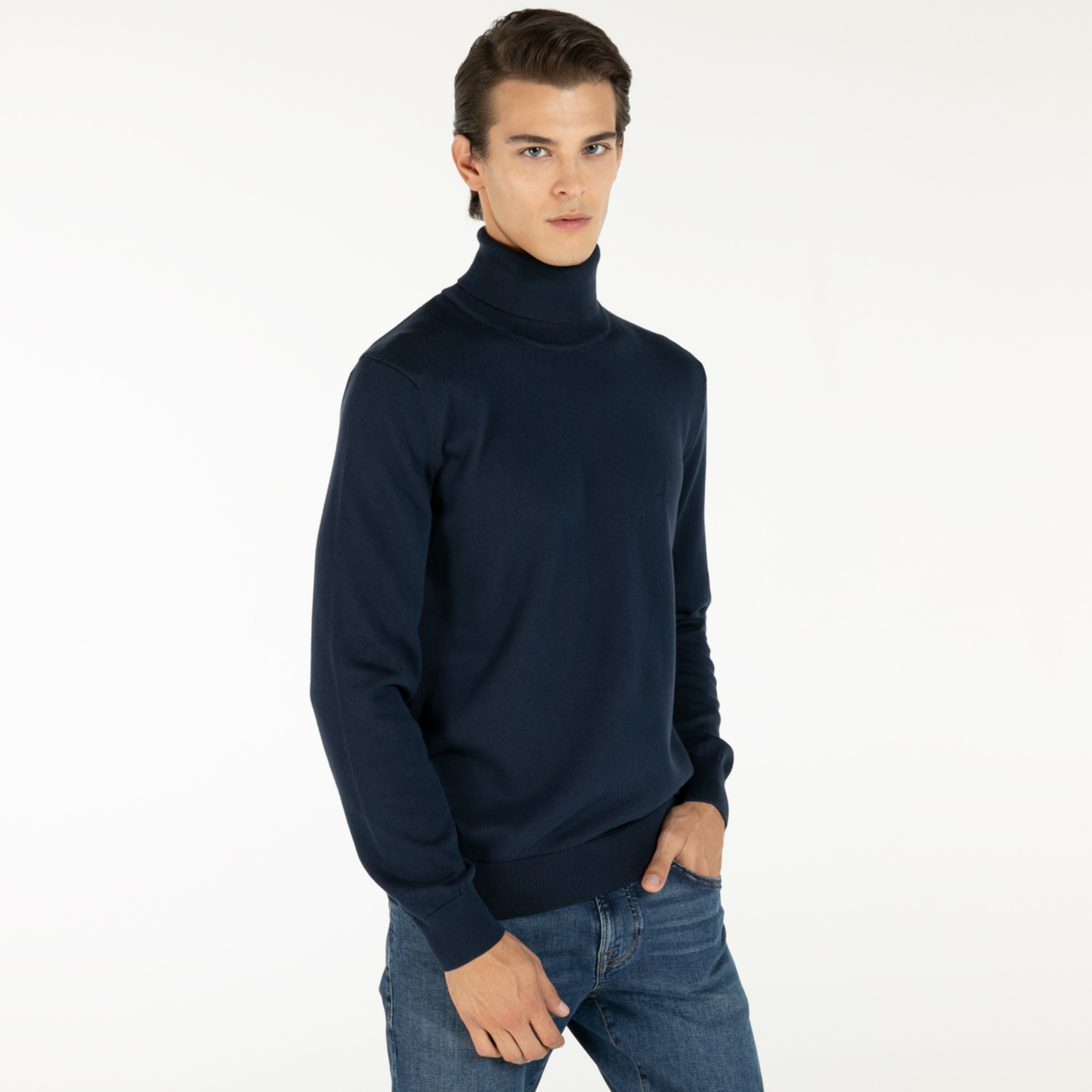 NAUTICA ERKEK LACİVERT UZUN KOLLU TRİKO KAZAK