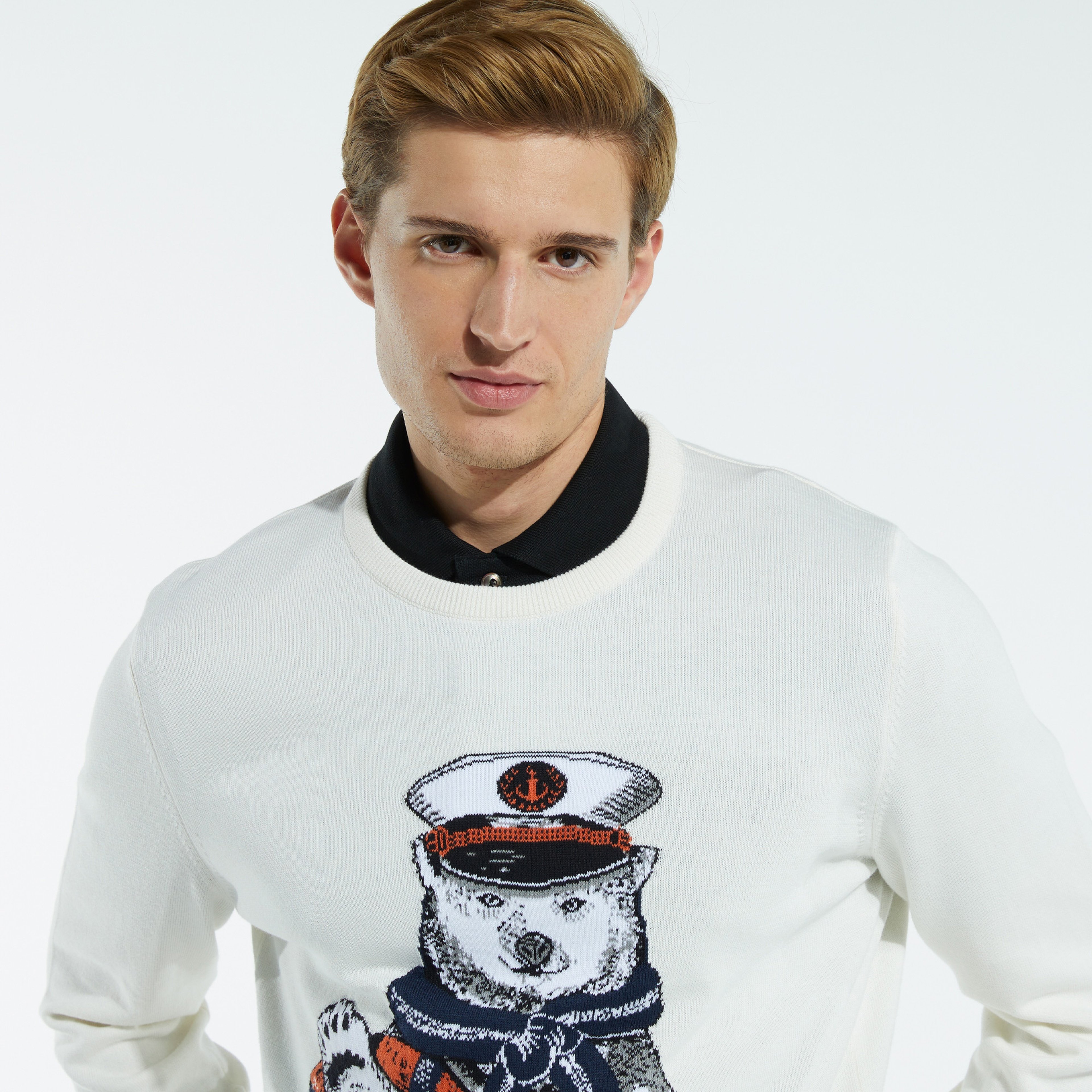 NAUTICA ERKEK KIRIK BEYAZ BASKILI TRİKO KAZAK