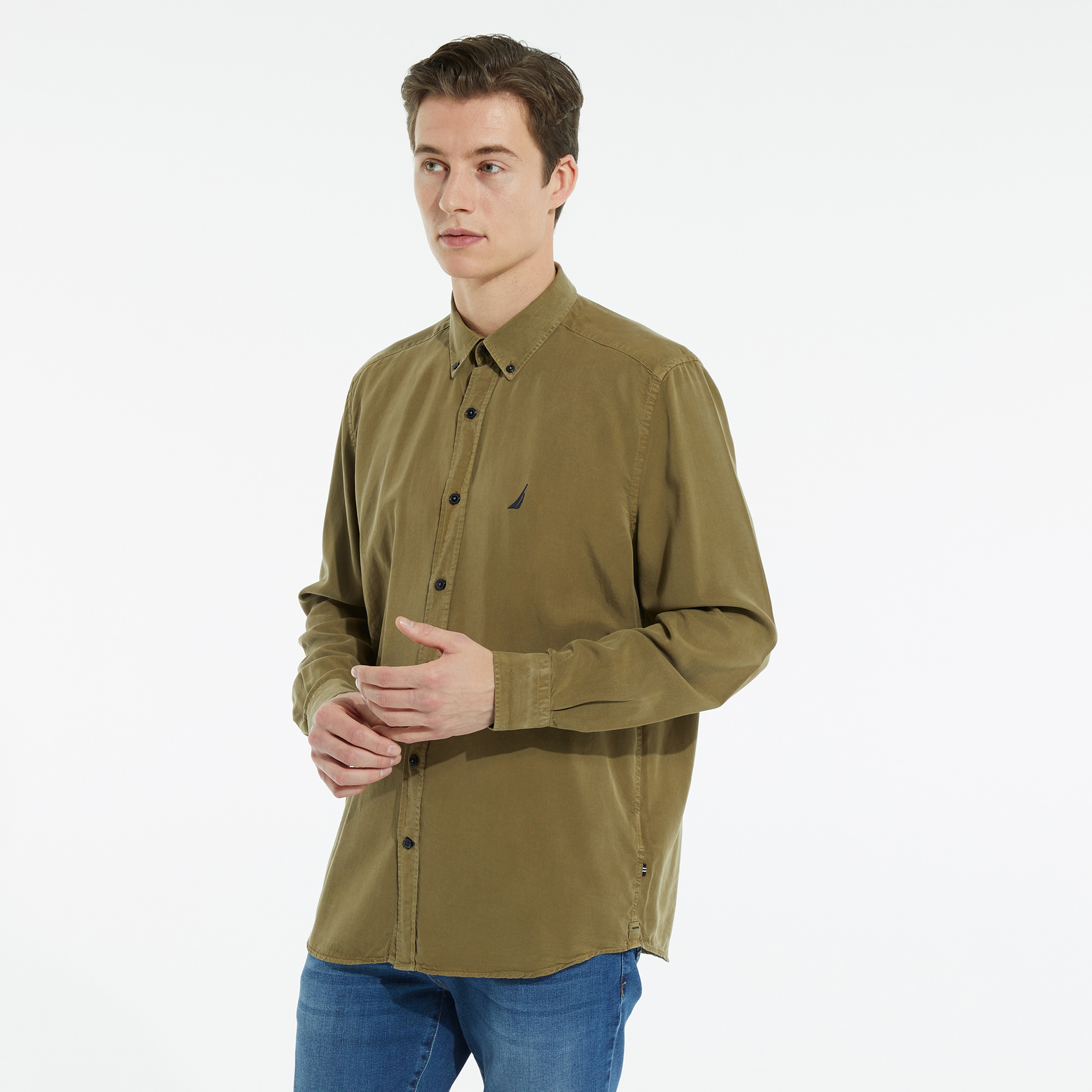 NAUTICA ERKEK YEŞİL UZUN KOLLU CLASSIC FIT GÖMLEK