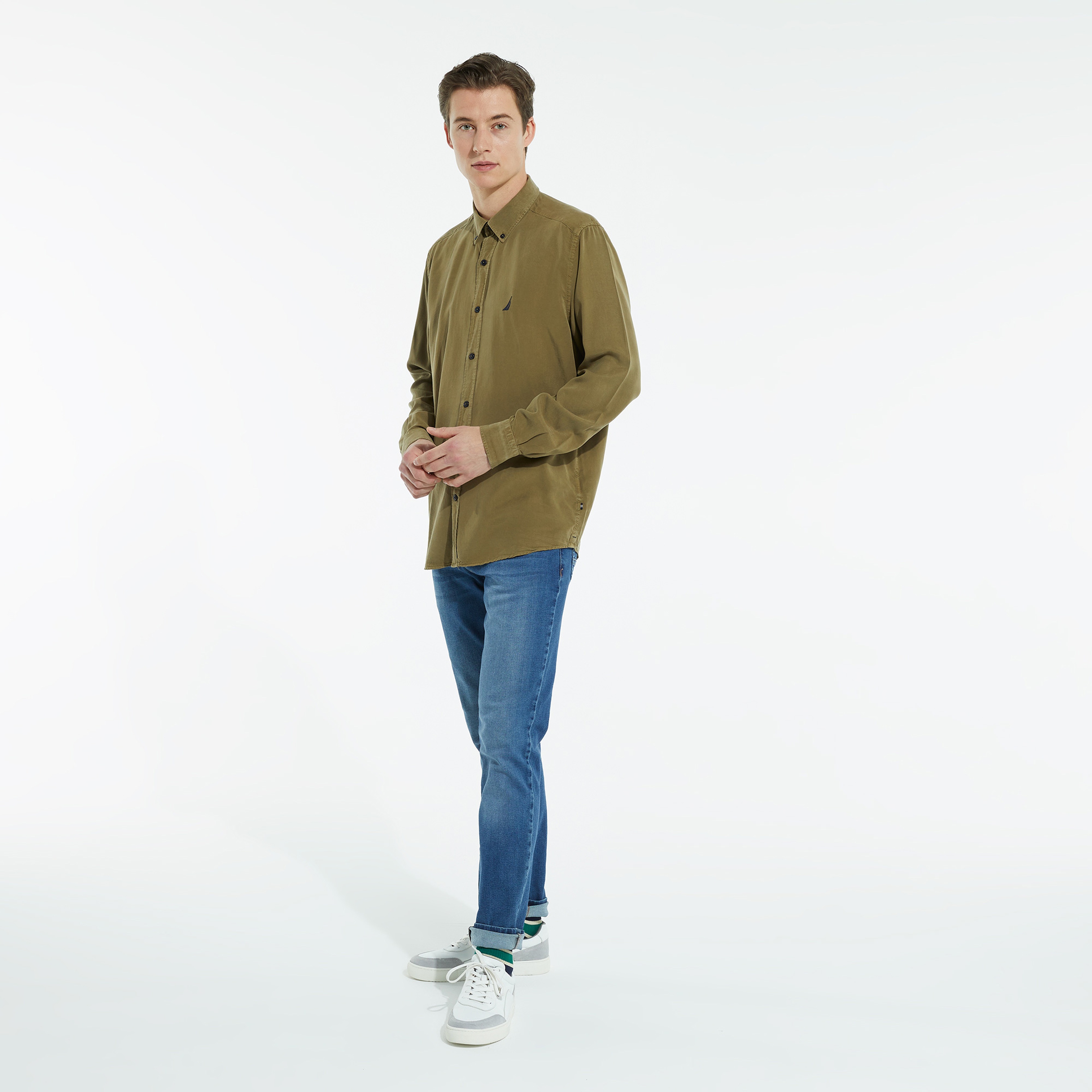 NAUTICA ERKEK YEŞİL UZUN KOLLU CLASSIC FIT GÖMLEK