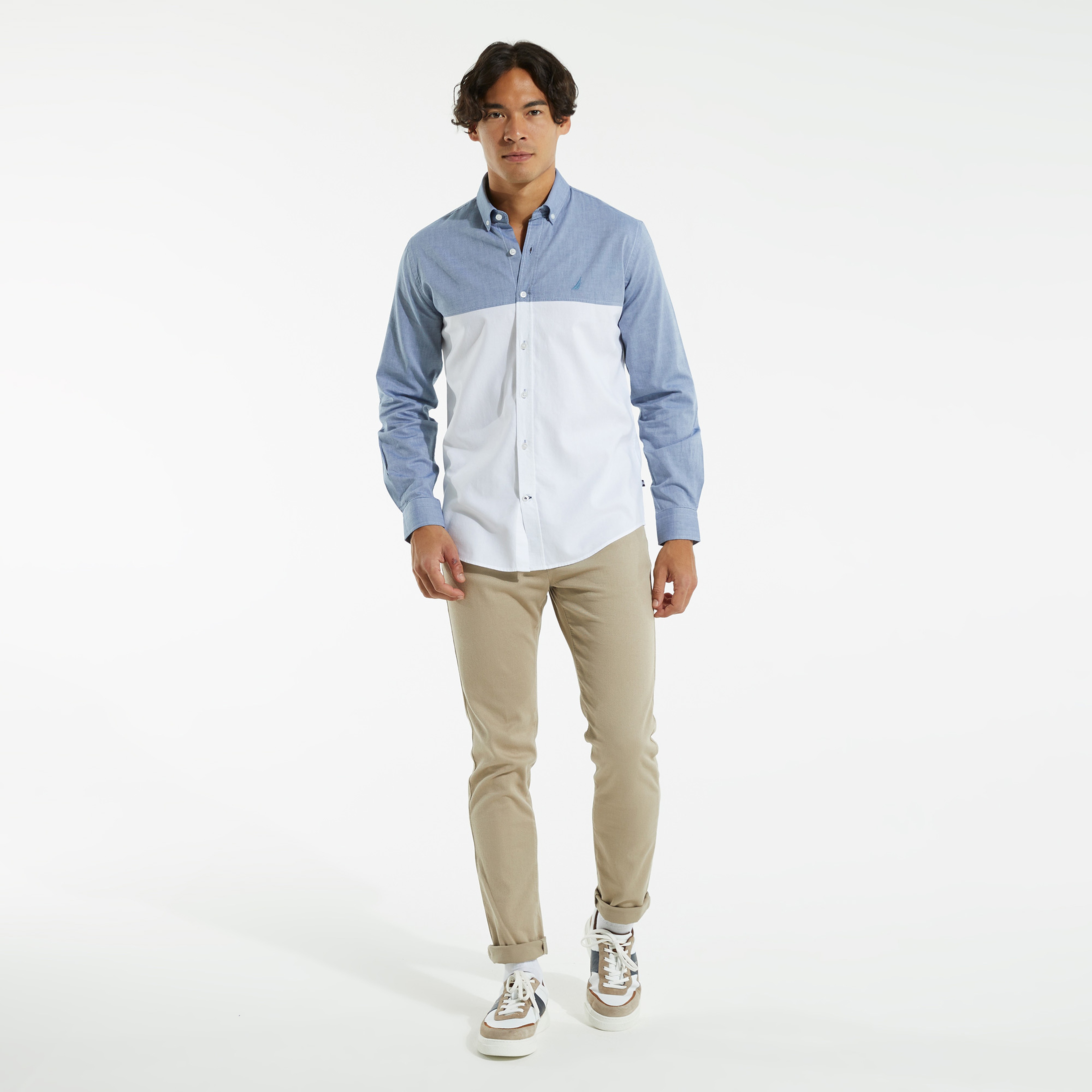 NAUTICA ERKEK MAVİ UZUN KOLLU SLIM FIT GÖMLEK