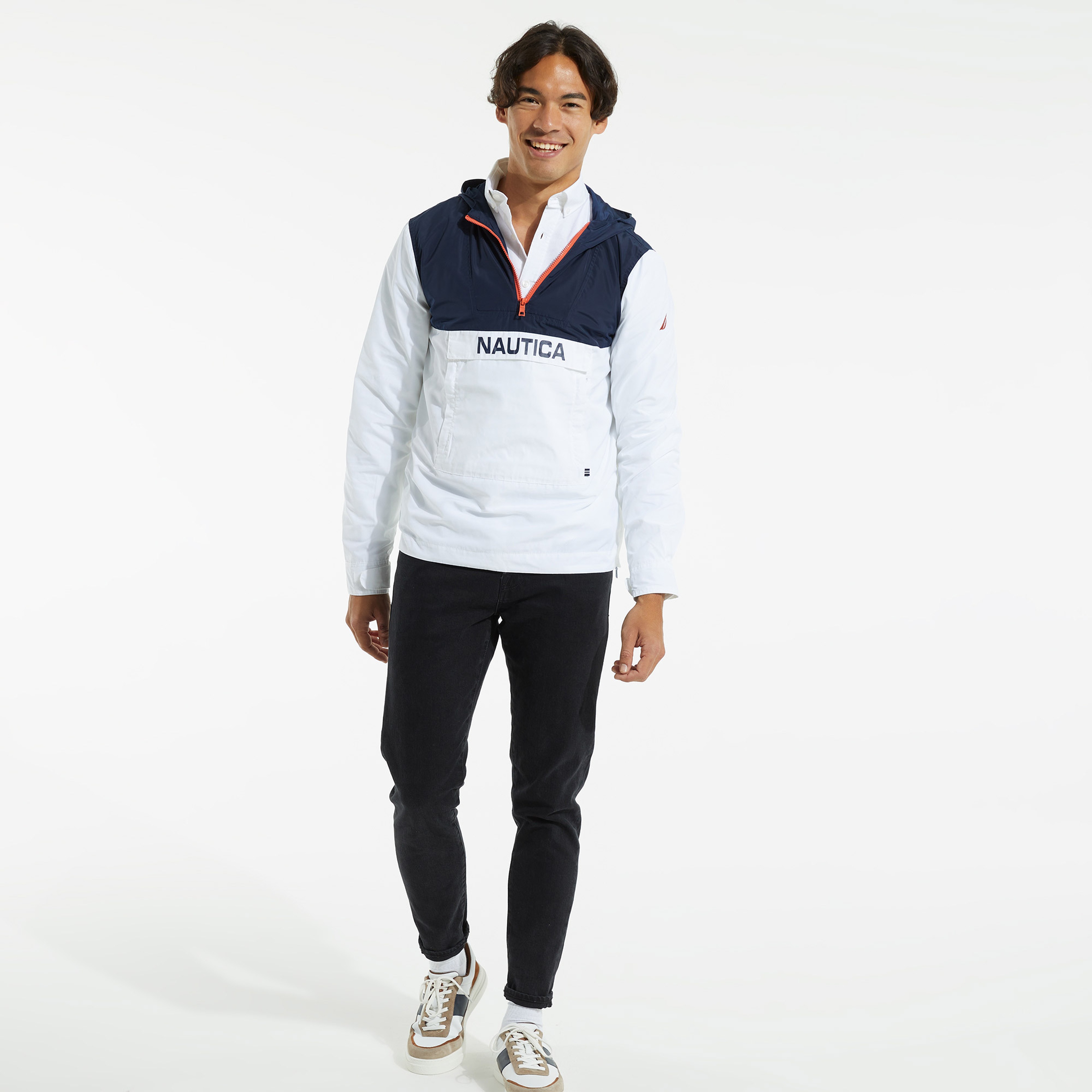 NAUTICA ERKEK BEYAZ BLOK DESEN MONT