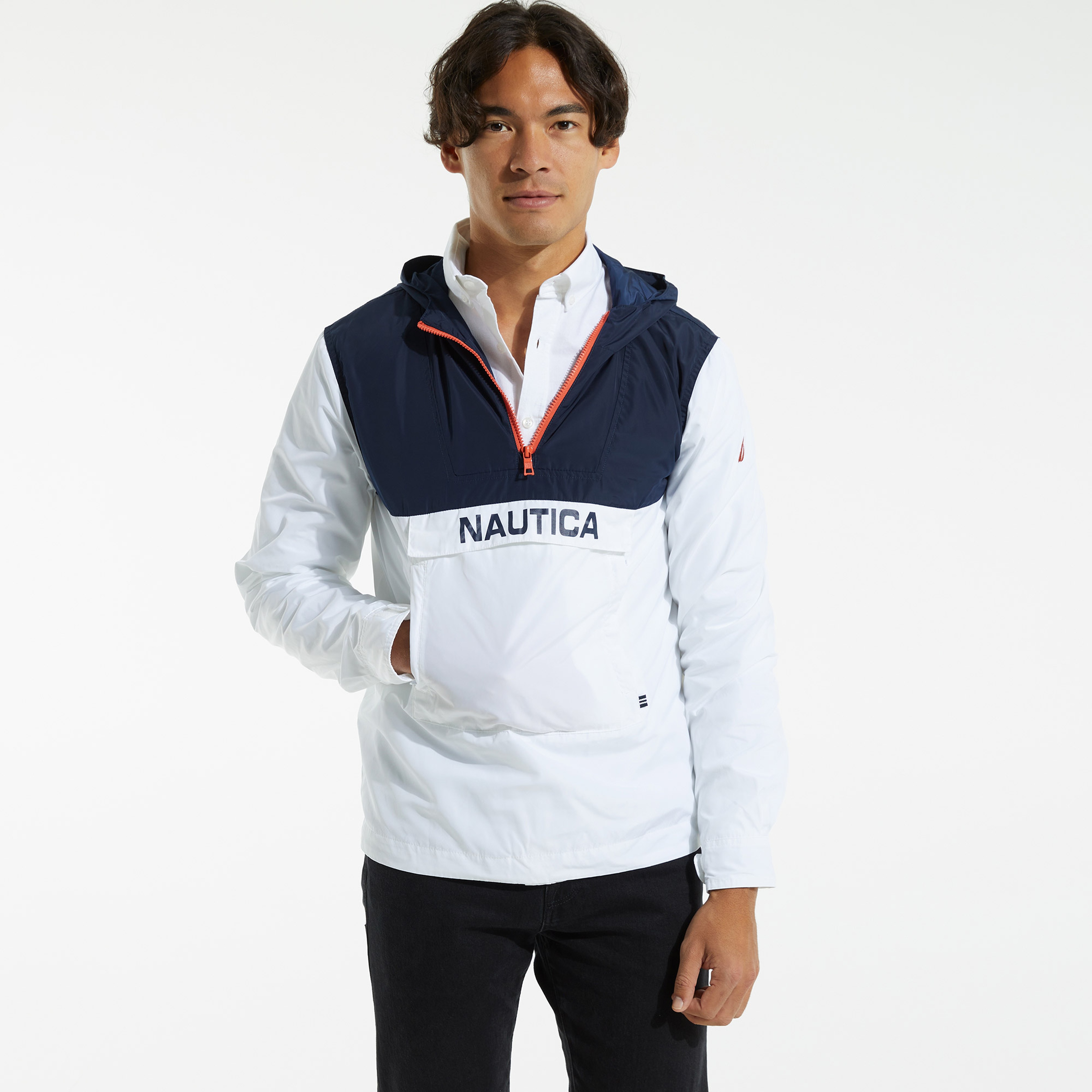 NAUTICA ERKEK BEYAZ BLOK DESEN MONT