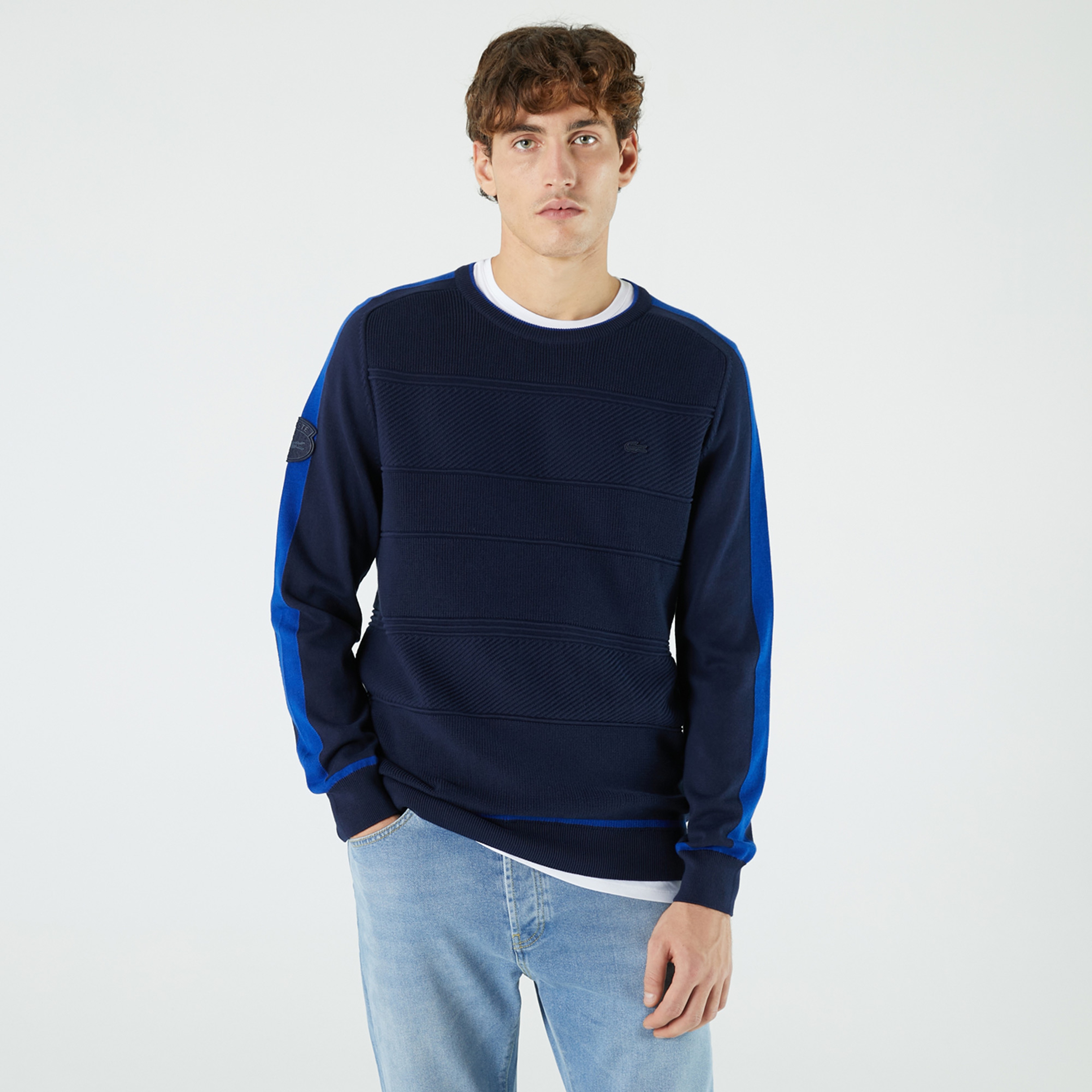 Lacoste Erkek Regular Fit Bisiklet Yaka Lacivert Kazak