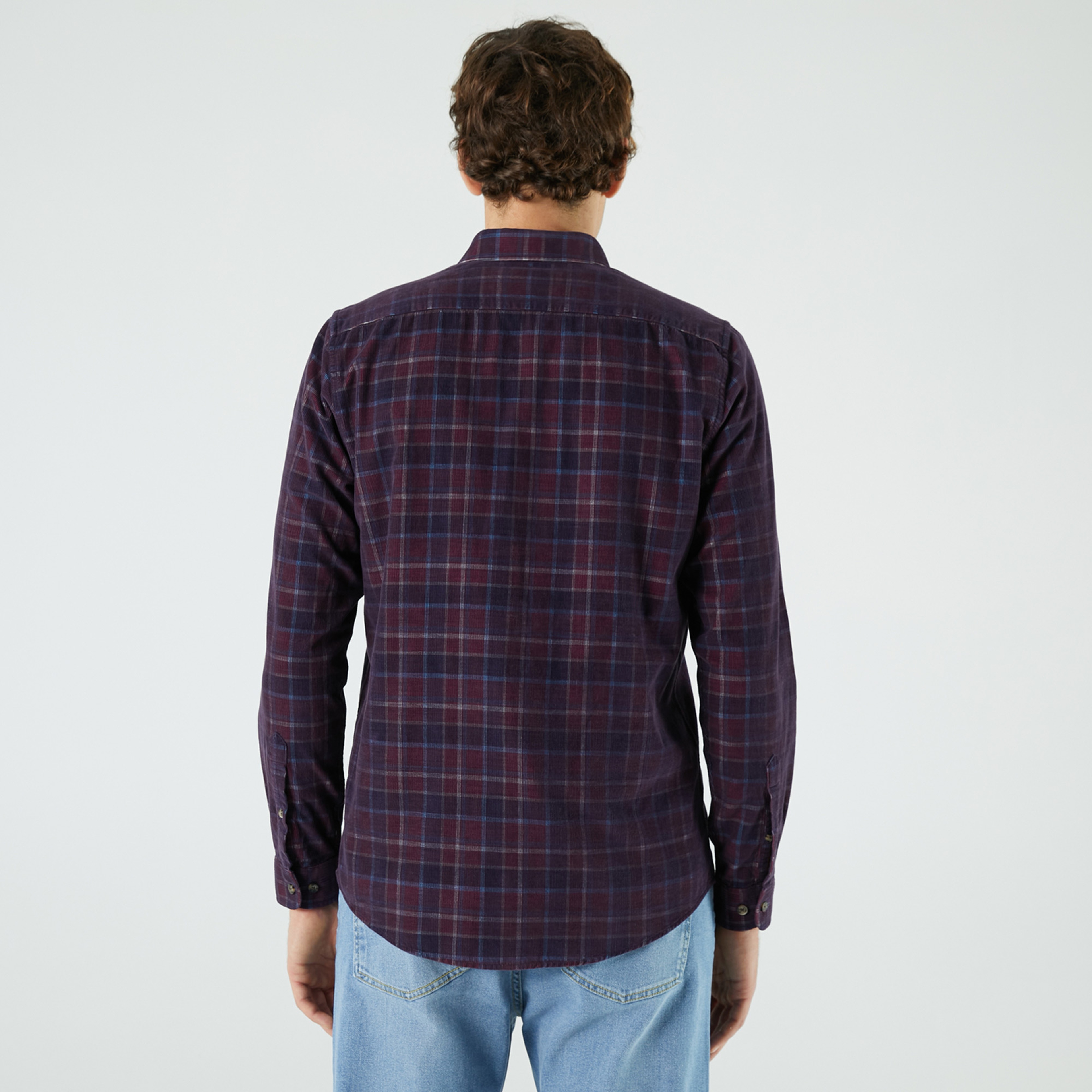 Lacoste Erkek Slim Fit Düğmeli Yaka Desenli Bordo Gömlek