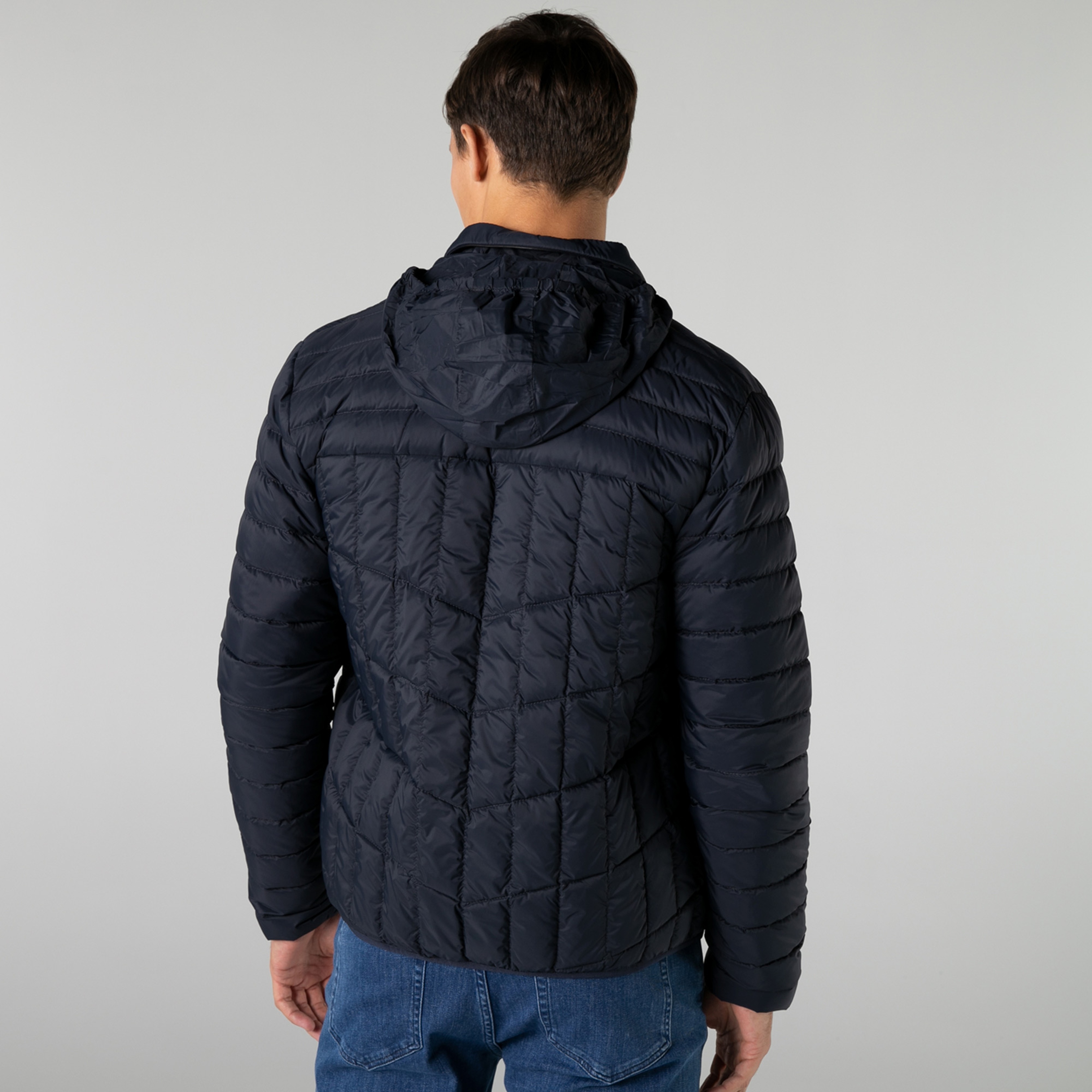 Lacoste Erkek Kapüşonlu Kapitone Lacivert Mont