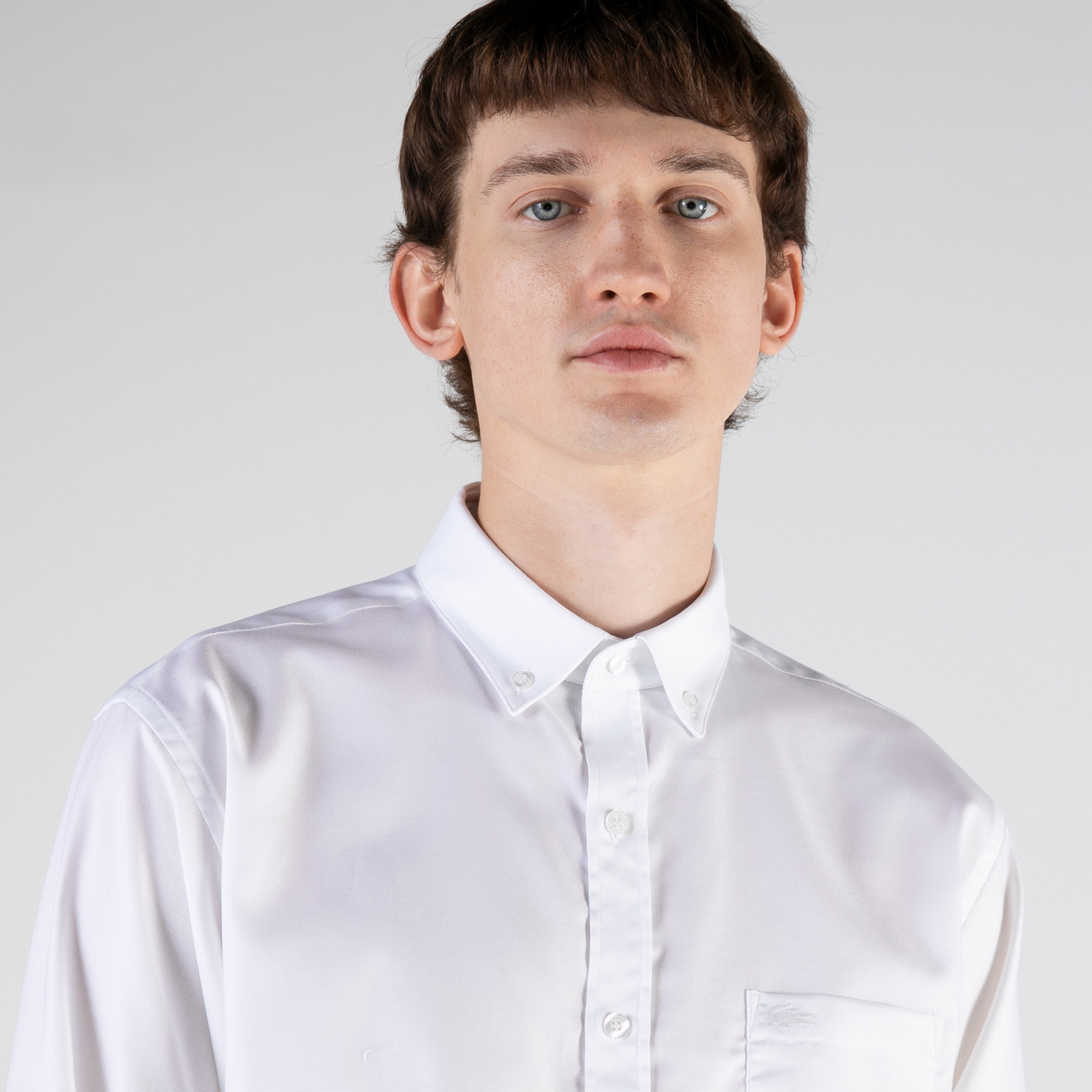 Lacoste Erkek Regular Fit Düğmeli Yaka Beyaz Gömlek