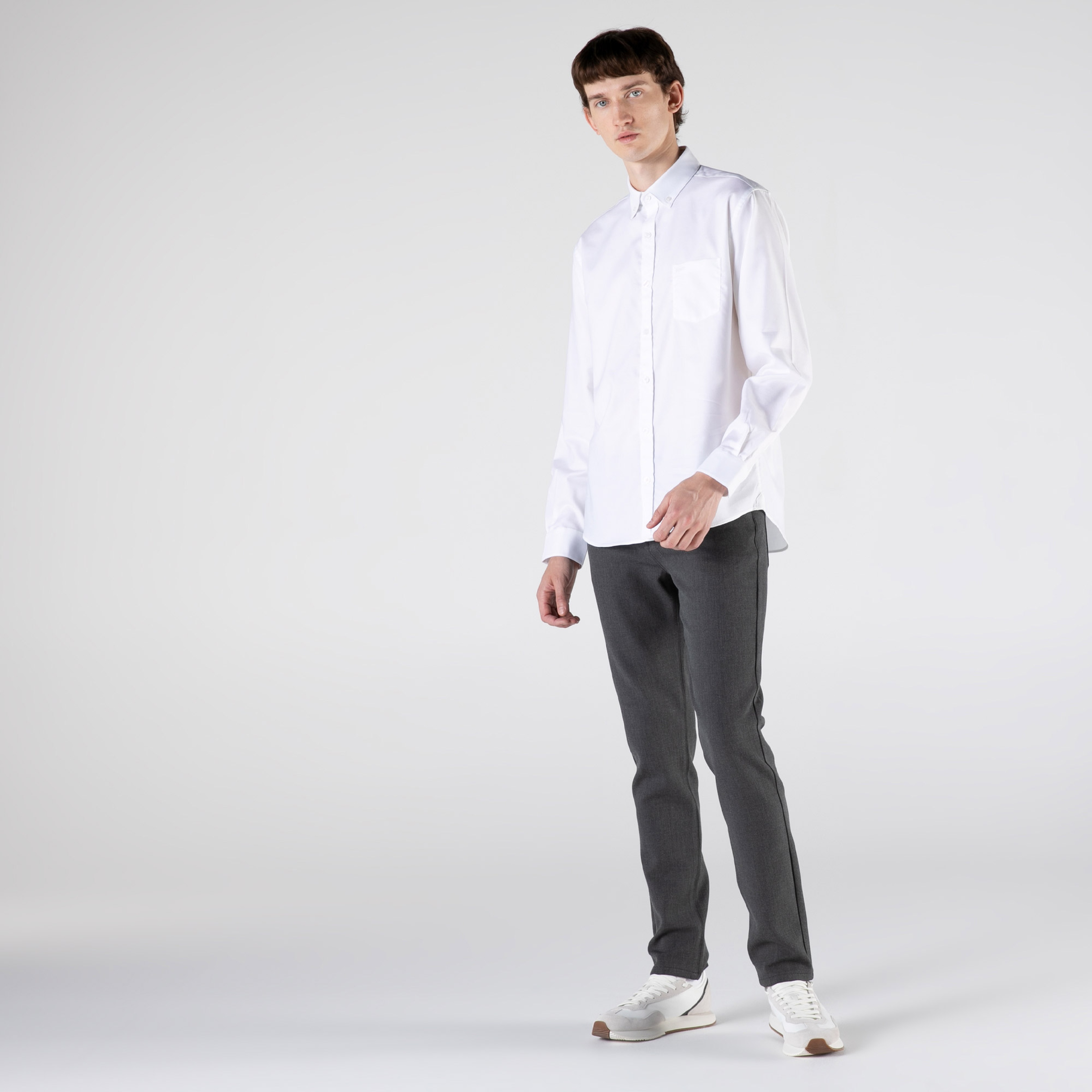 Lacoste Erkek Regular Fit Düğmeli Yaka Beyaz Gömlek