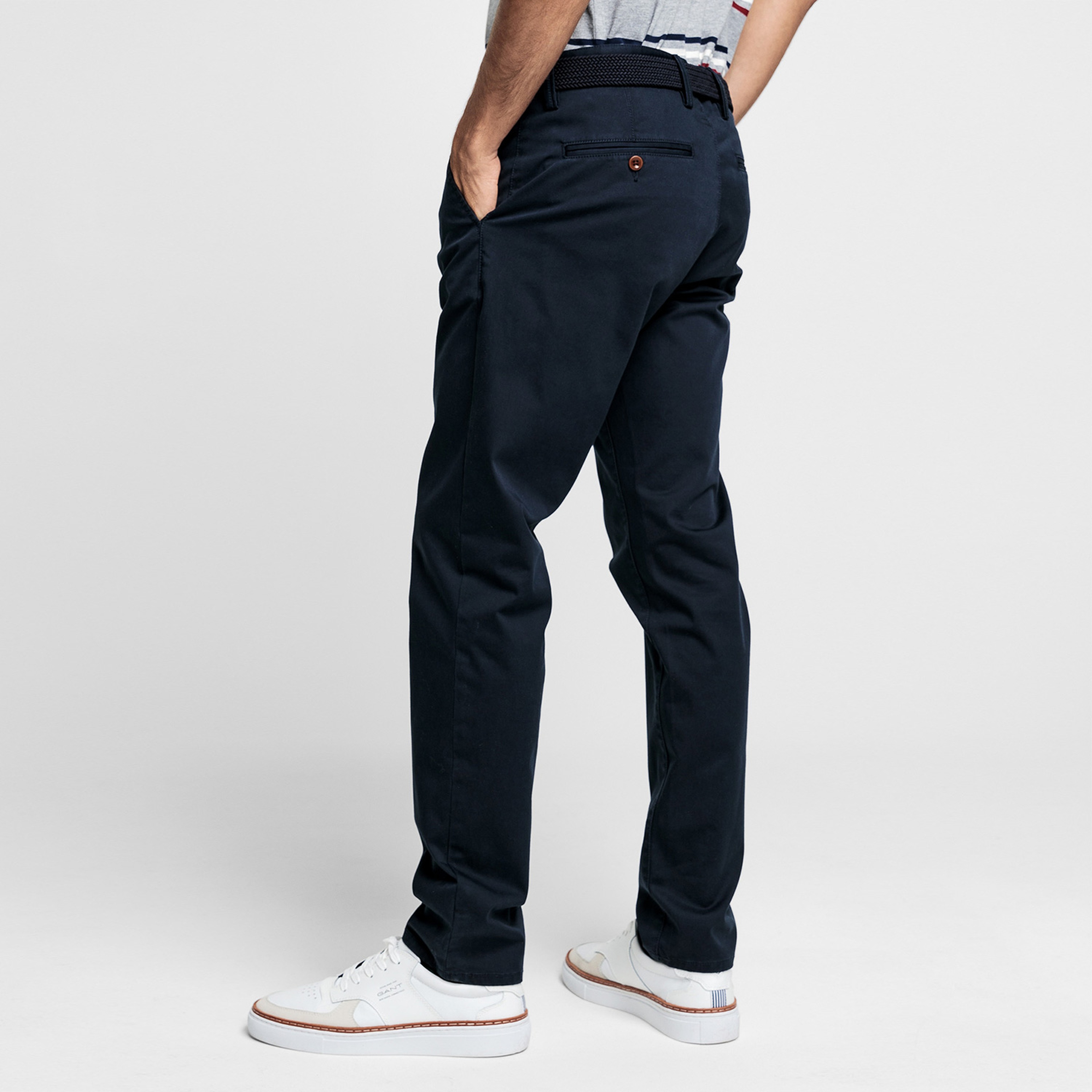 GANT Erkek Lacivert Slim Fit Twill Chino Pantolon