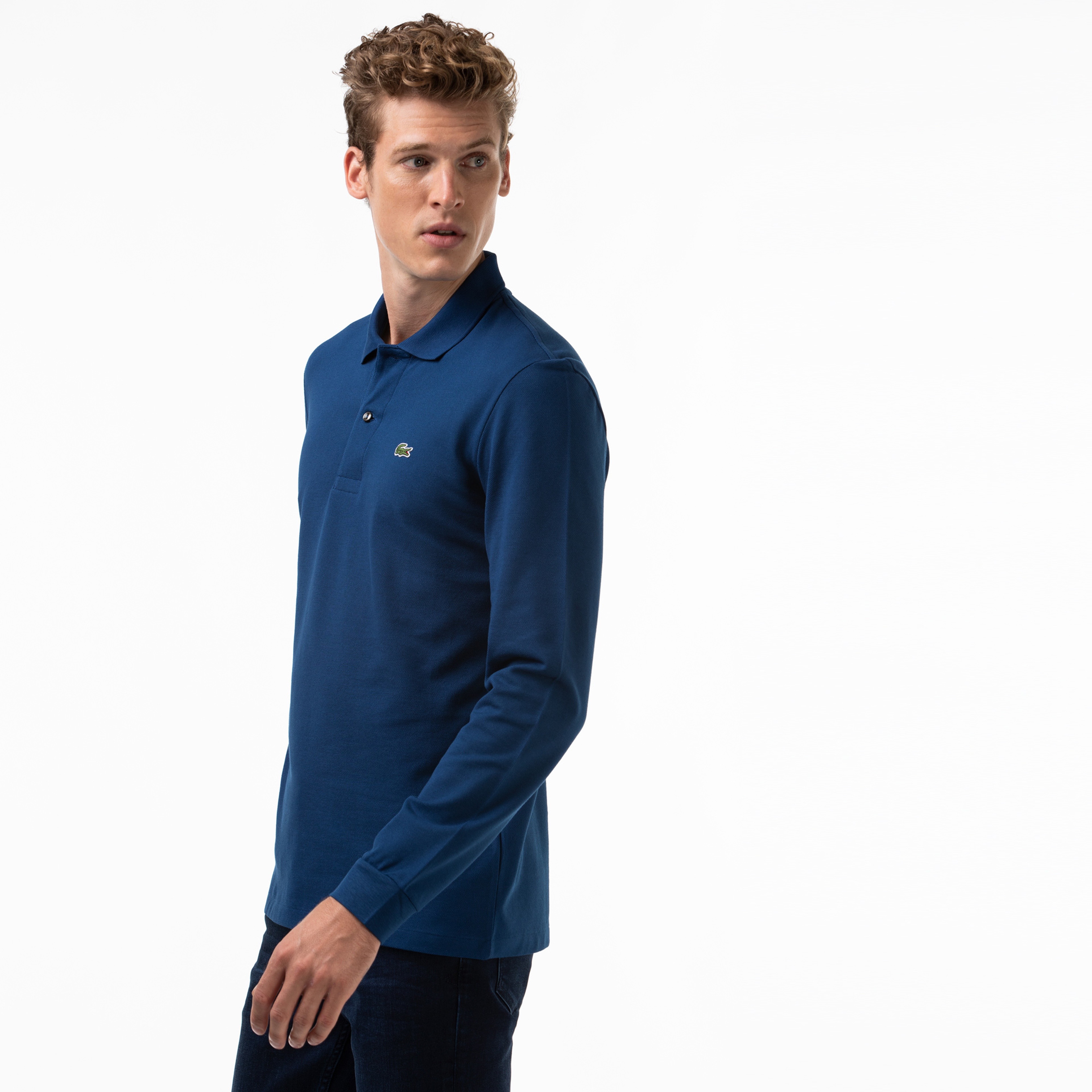 L.12.12 Erkek Classic Fit Uzun Kollu Lacivert Polo