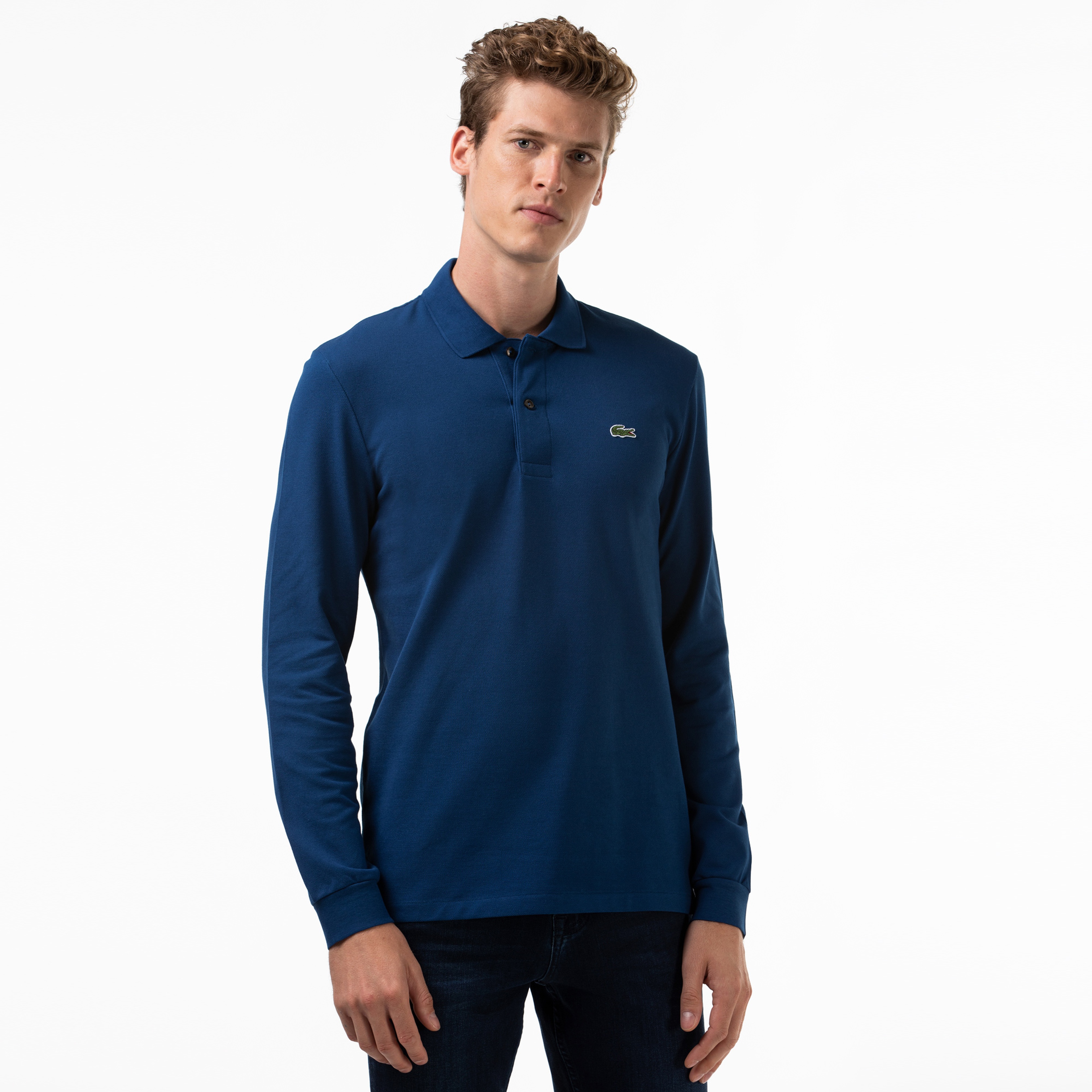 L.12.12 Erkek Classic Fit Uzun Kollu Lacivert Polo