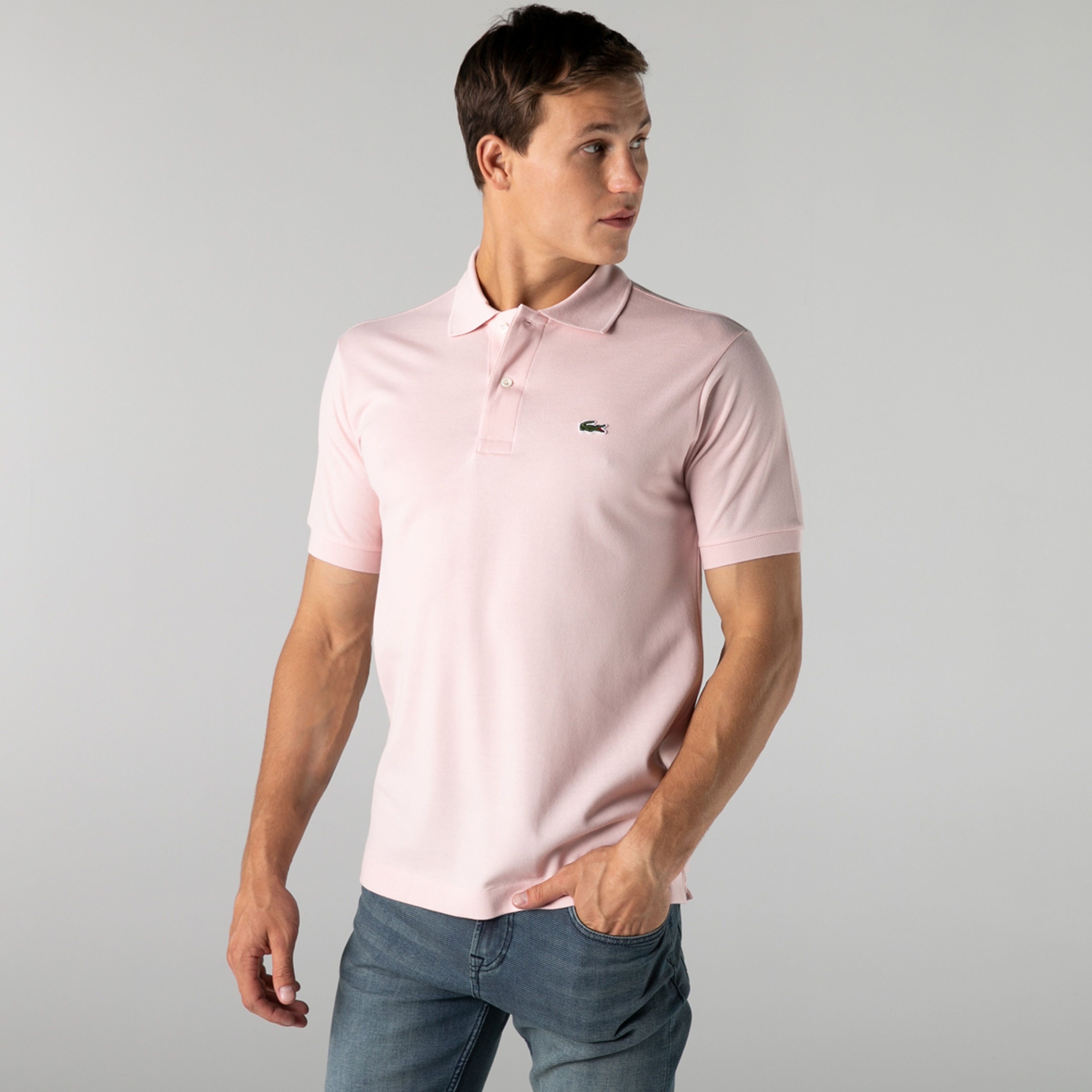 Lacoste Erkek Classic Fit L1212 Açık Pembe Polo