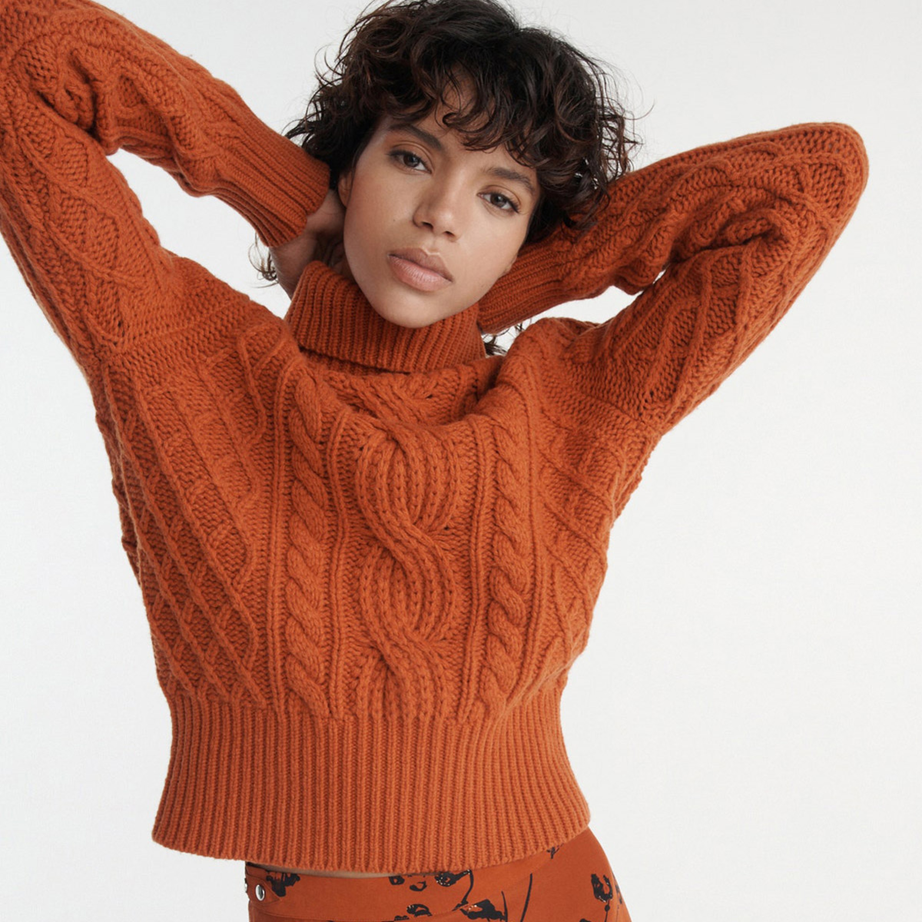 BALIKÇI YAKA KADIN TURUNCU KAZAK