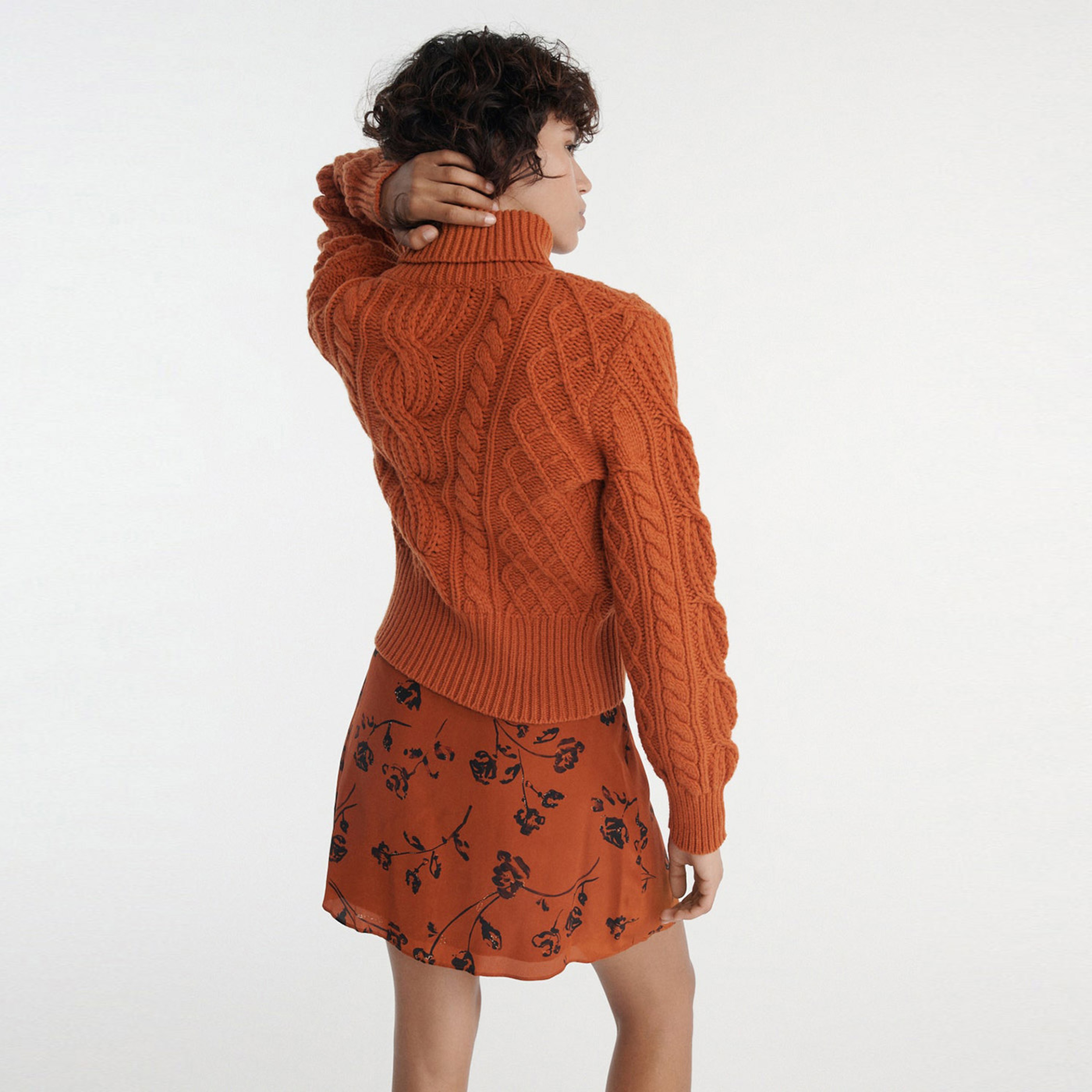 BALIKÇI YAKA KADIN TURUNCU KAZAK