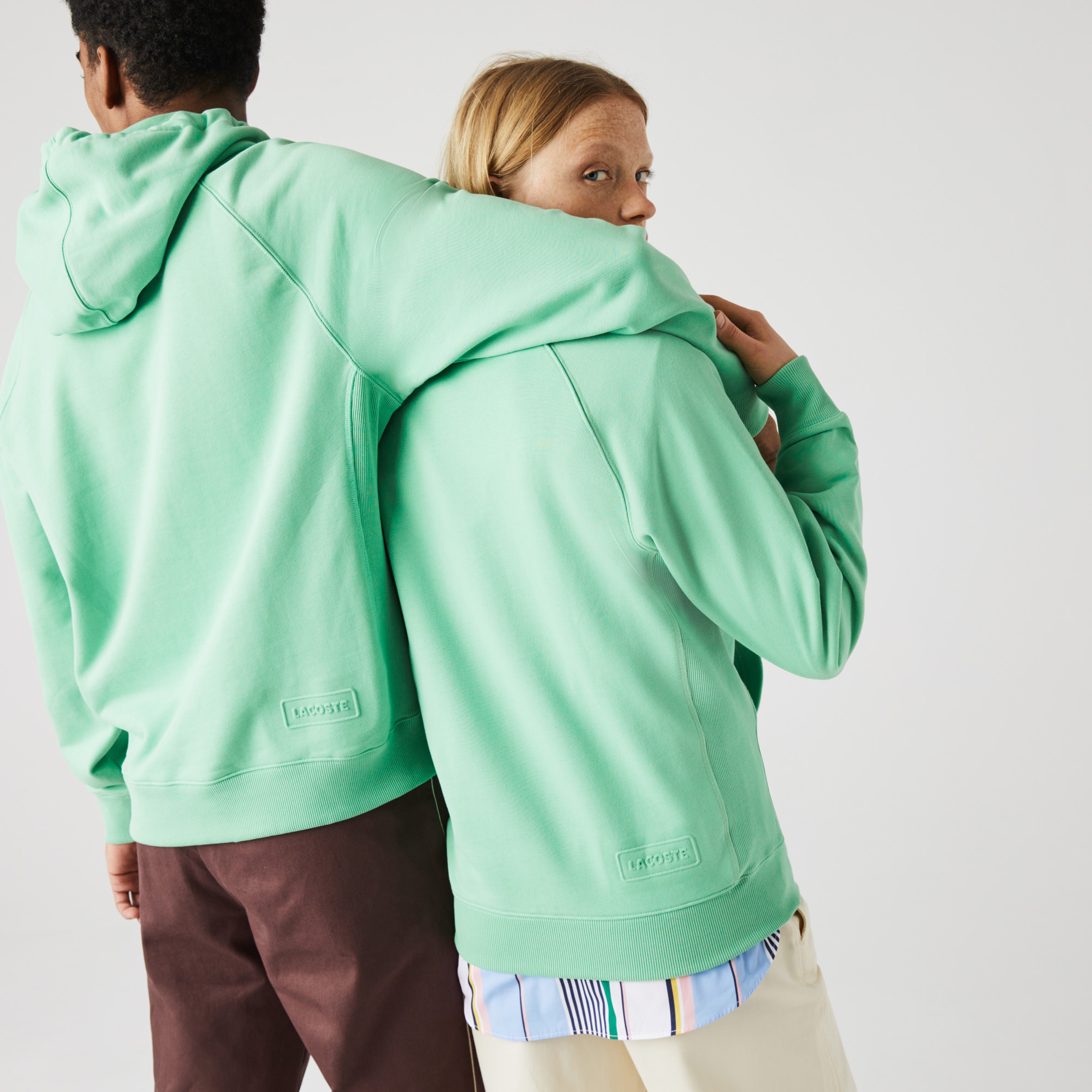 Lacoste L!ve Unisex Loose Fit Kapüşonlu Yeşil Sweatshirt