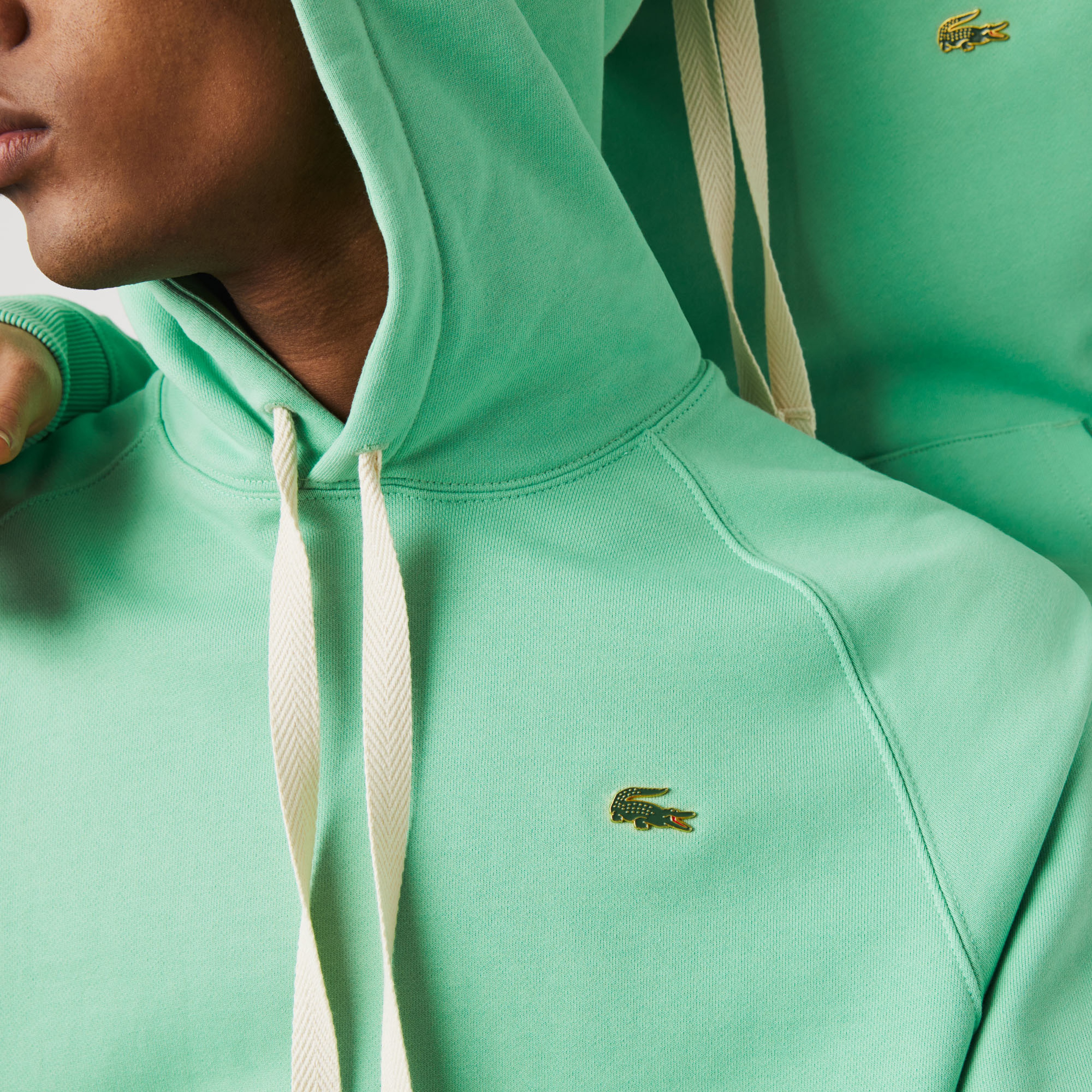Lacoste L!ve Unisex Loose Fit Kapüşonlu Yeşil Sweatshirt
