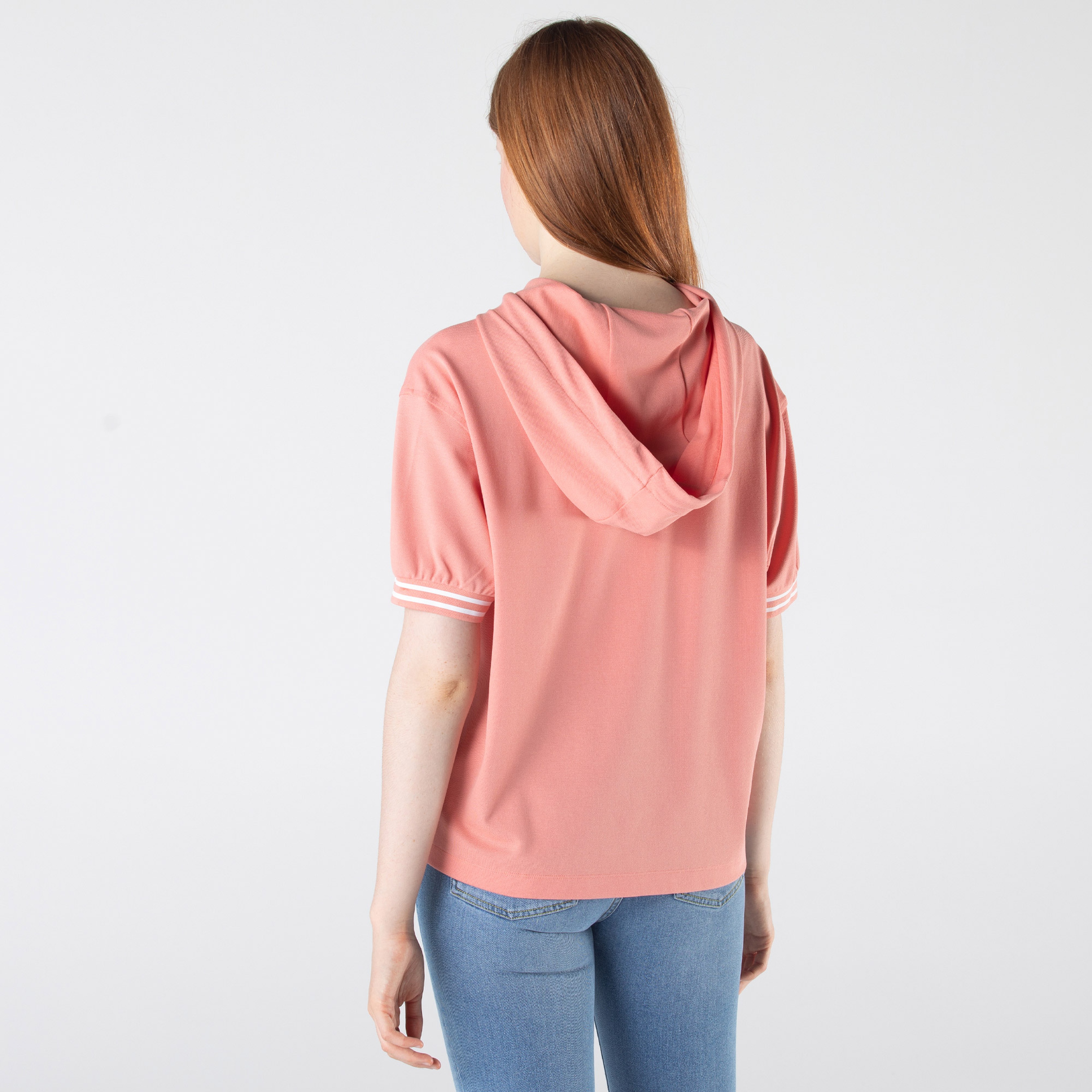 Lacoste Kadın Loose Fit Kapüşonlu Pembe Polo