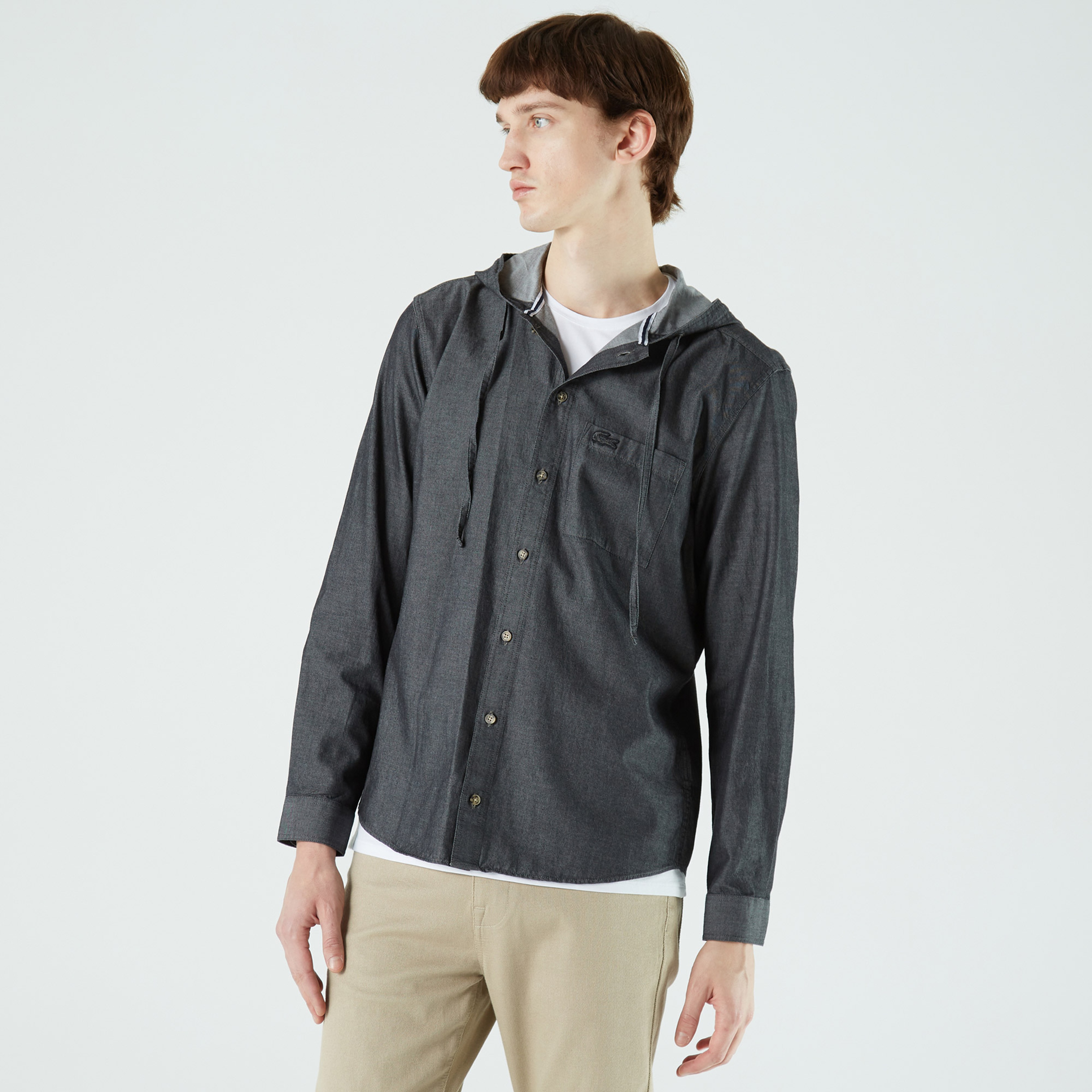 Lacoste Erkek Regular Fit Kapüşonlu Siyah Gömlek