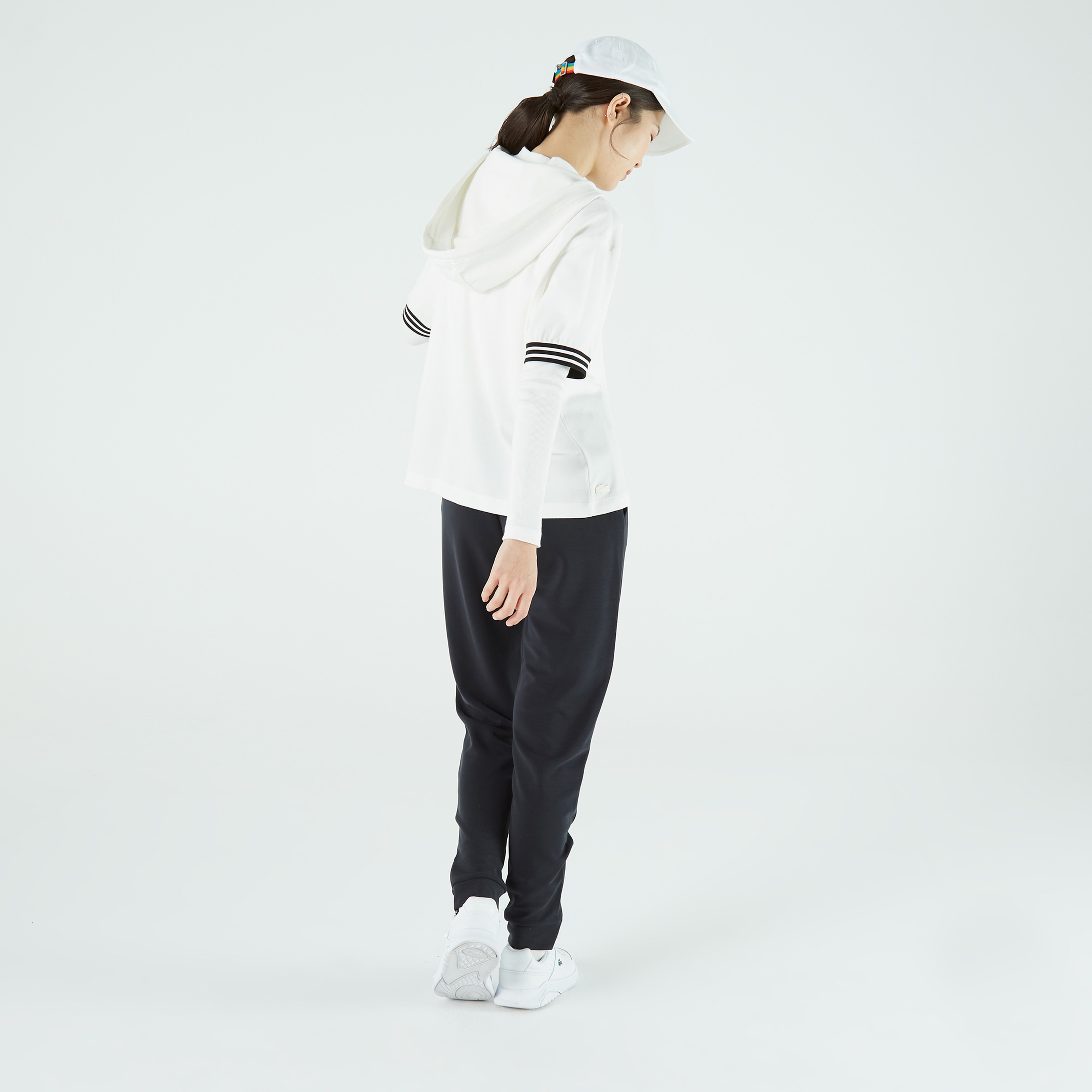 Lacoste Kadın Loose Fit Kapüşonlu Beyaz Polo