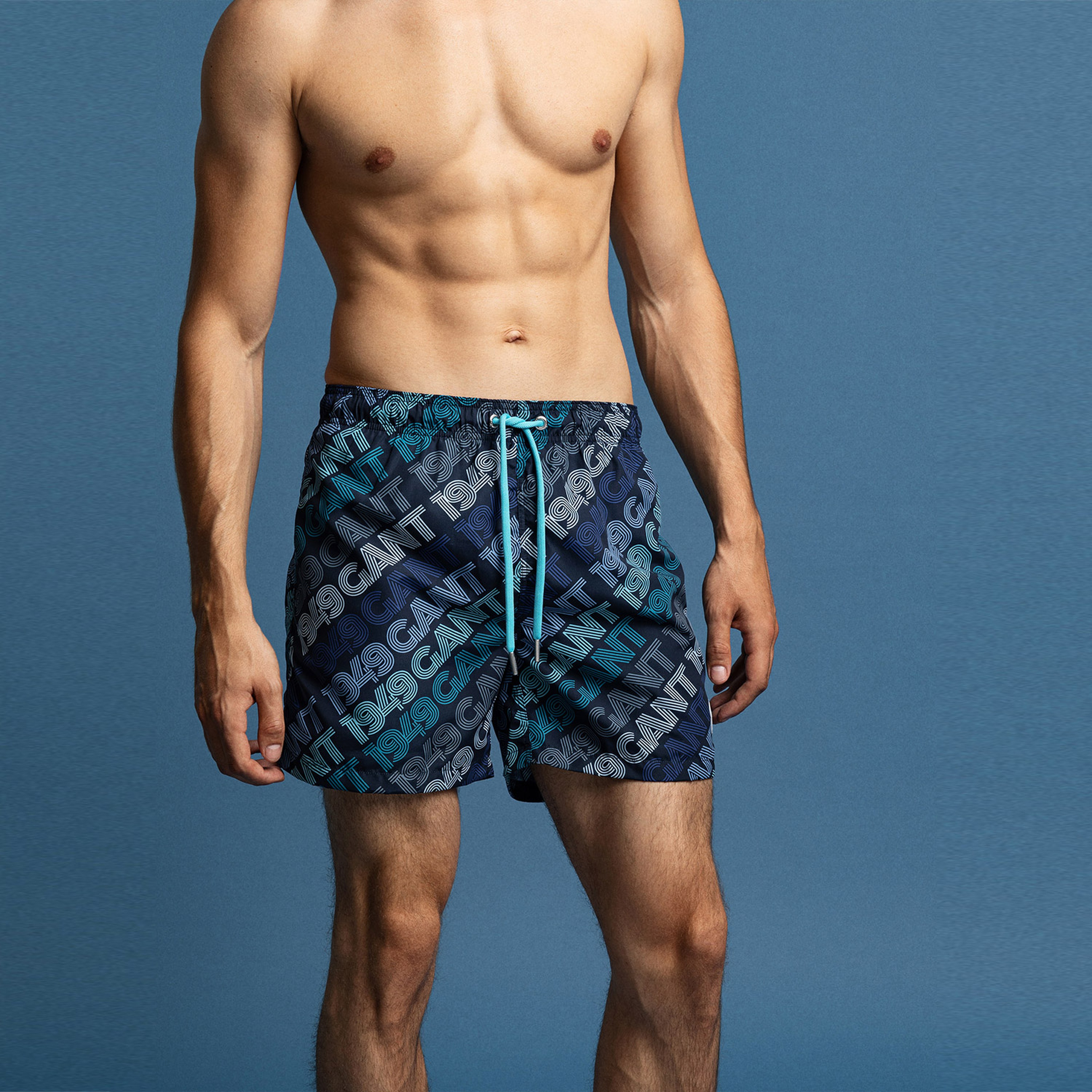 GANT Erkek Lacivert Logo Desenli Mayo Şort