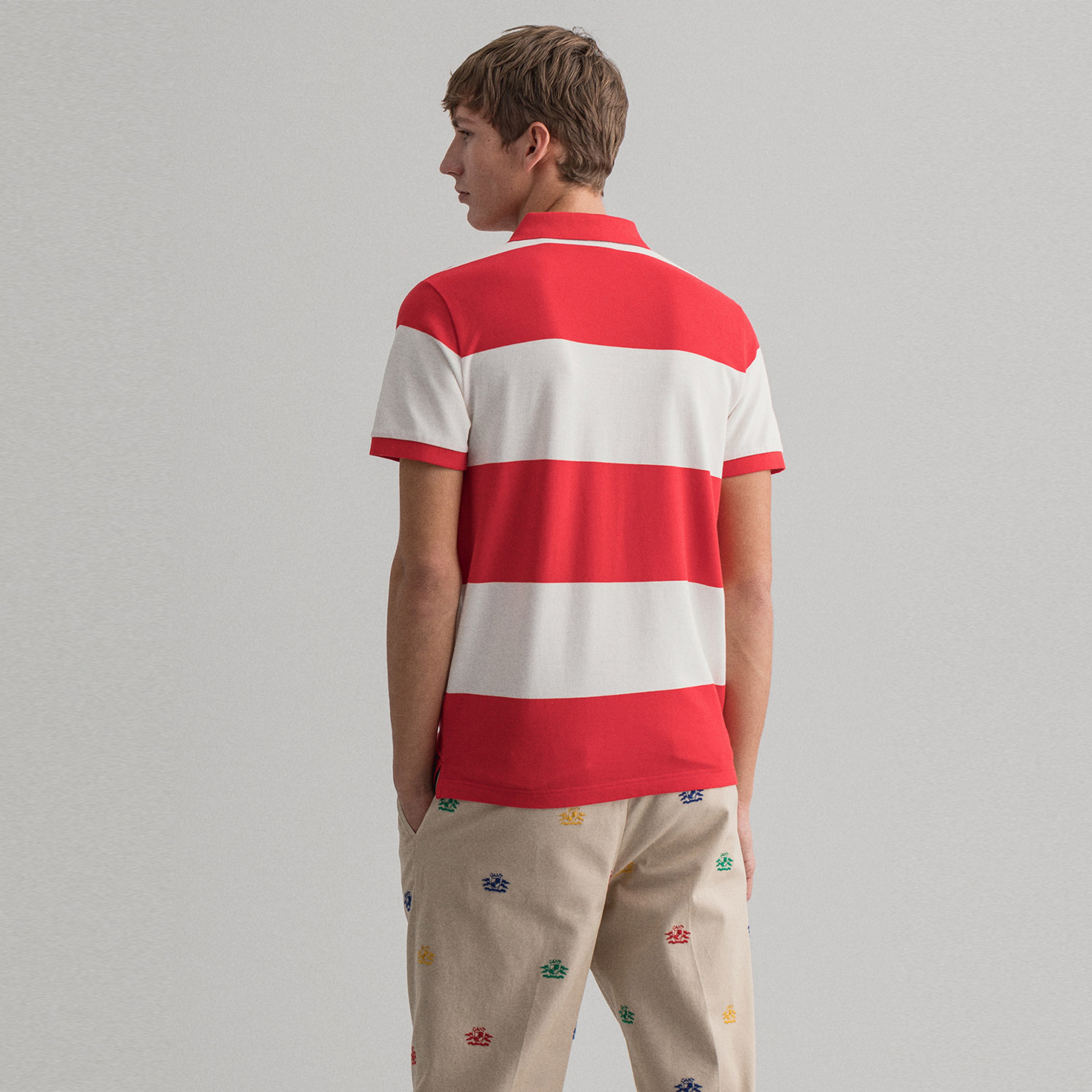 Gant Erkek Çizgili Kırmızı Polo