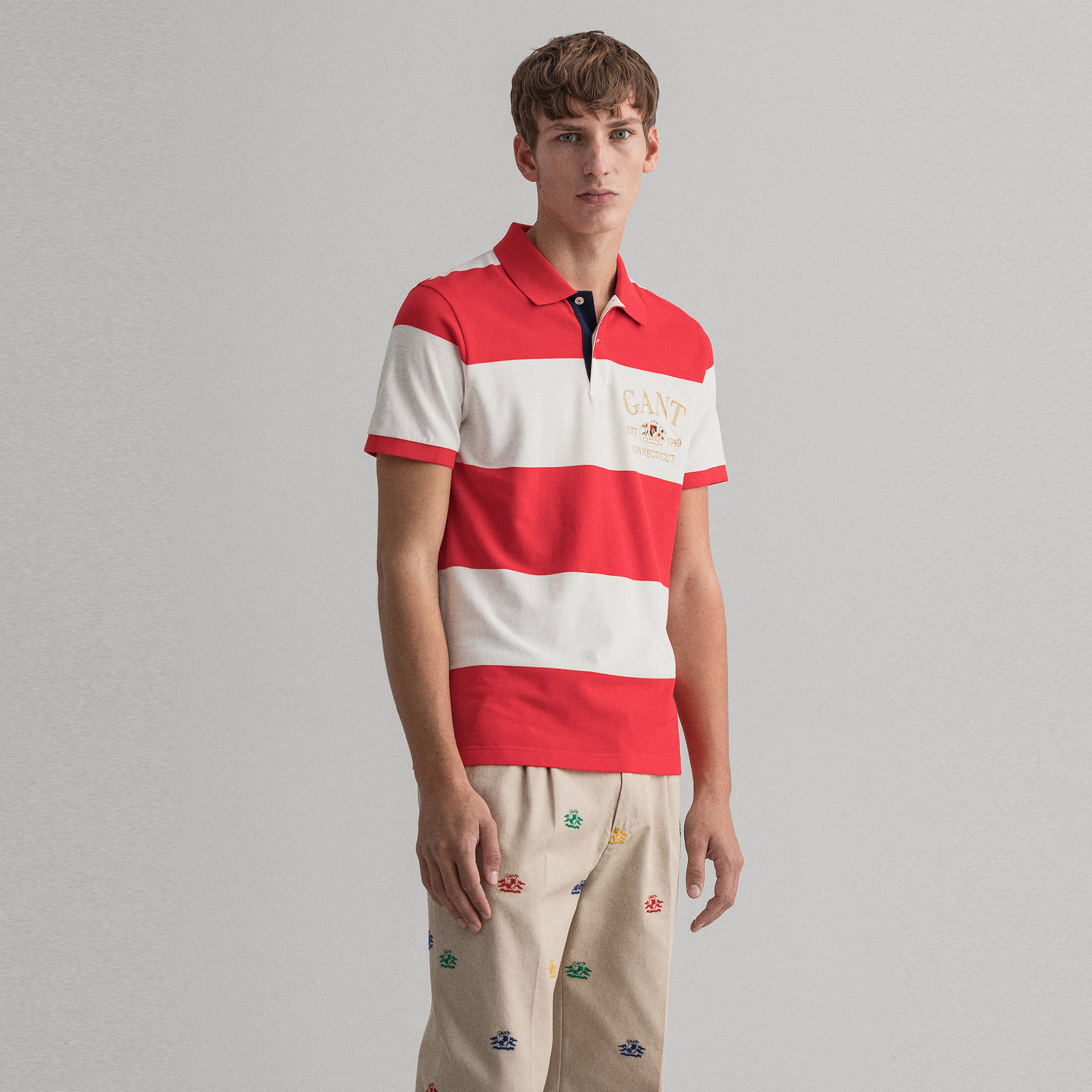 Gant Erkek Çizgili Kırmızı Polo