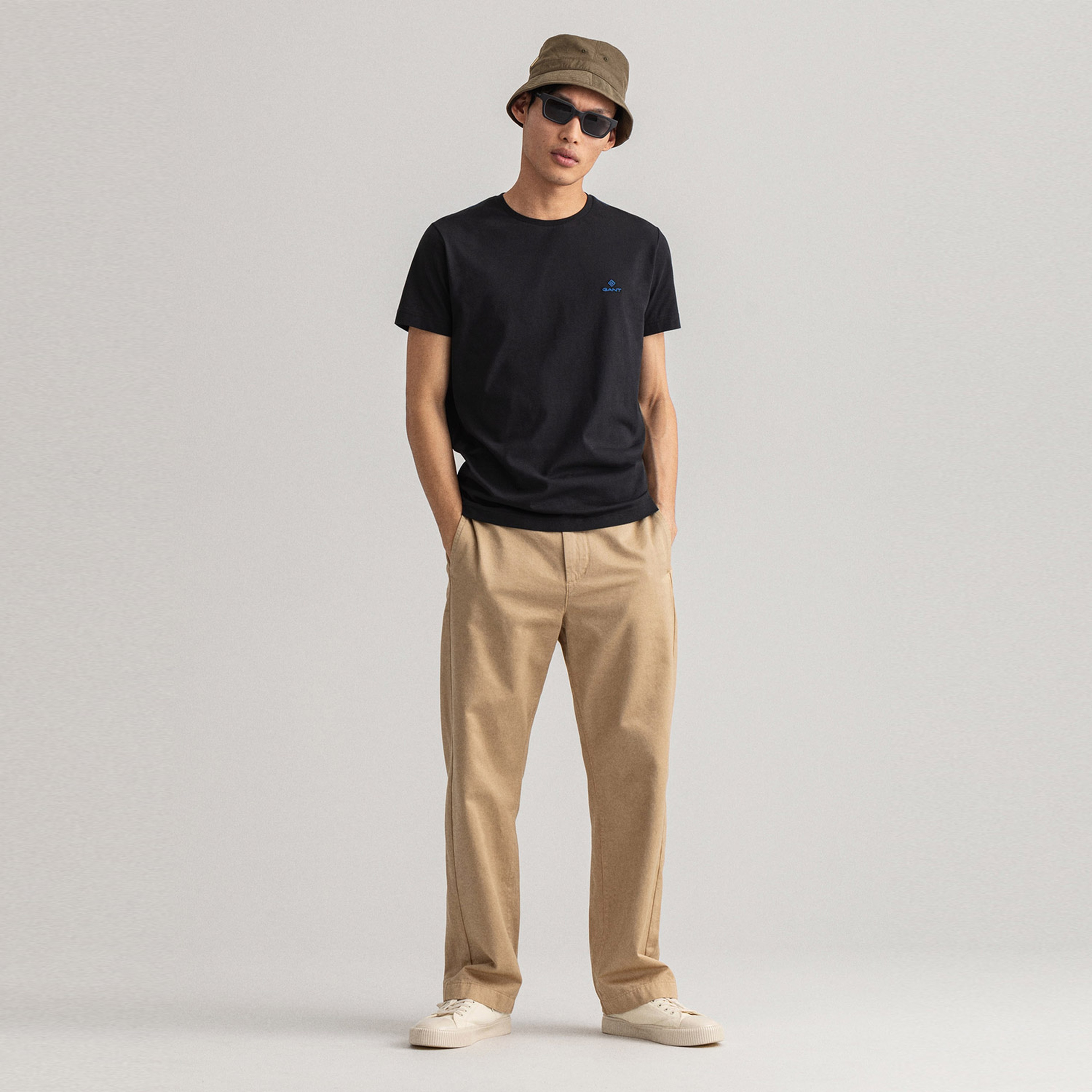 GANT Erkek Siyah Regular Fit Bisiklet Yaka T-shirt
