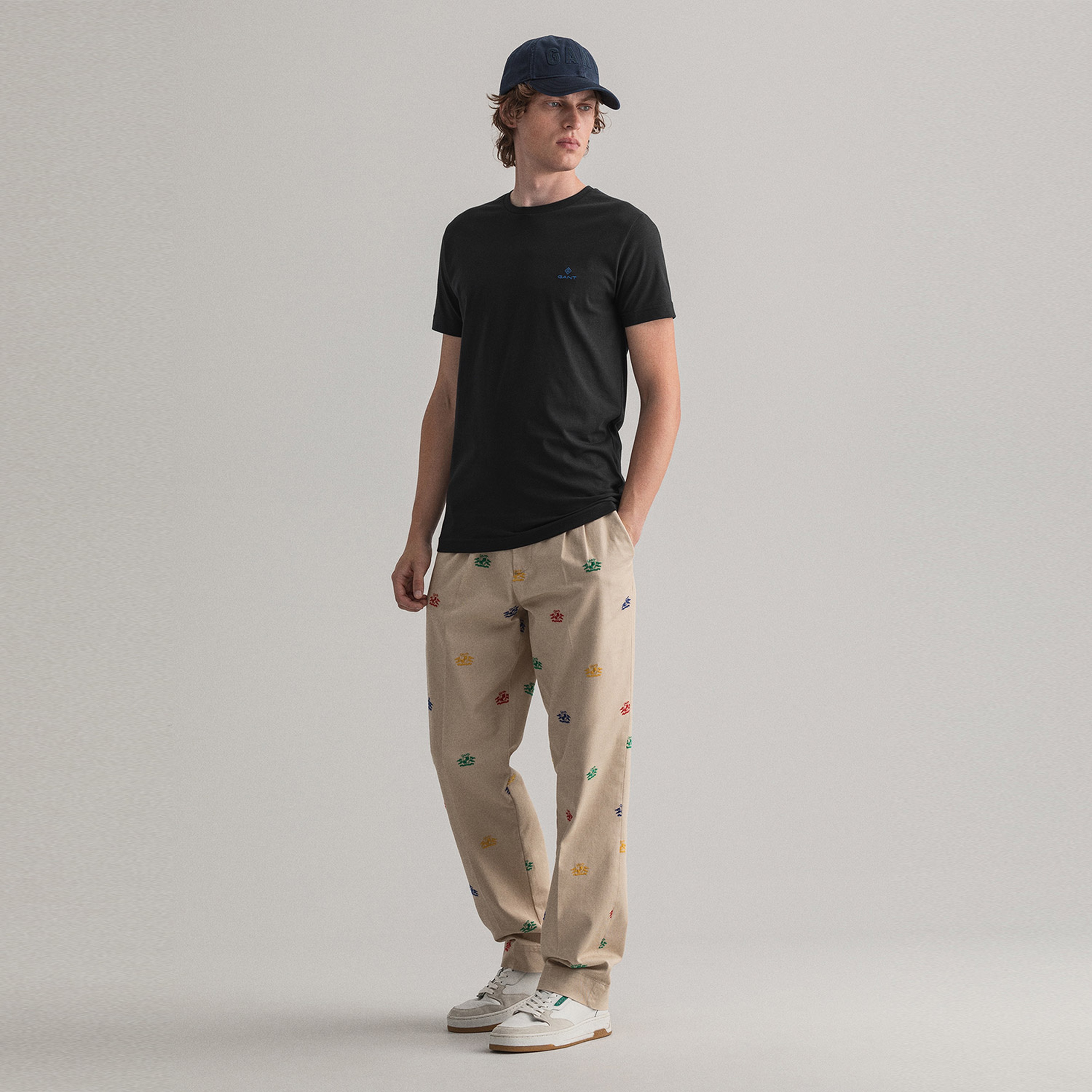 GANT Erkek Siyah Regular Fit Bisiklet Yaka T-shirt