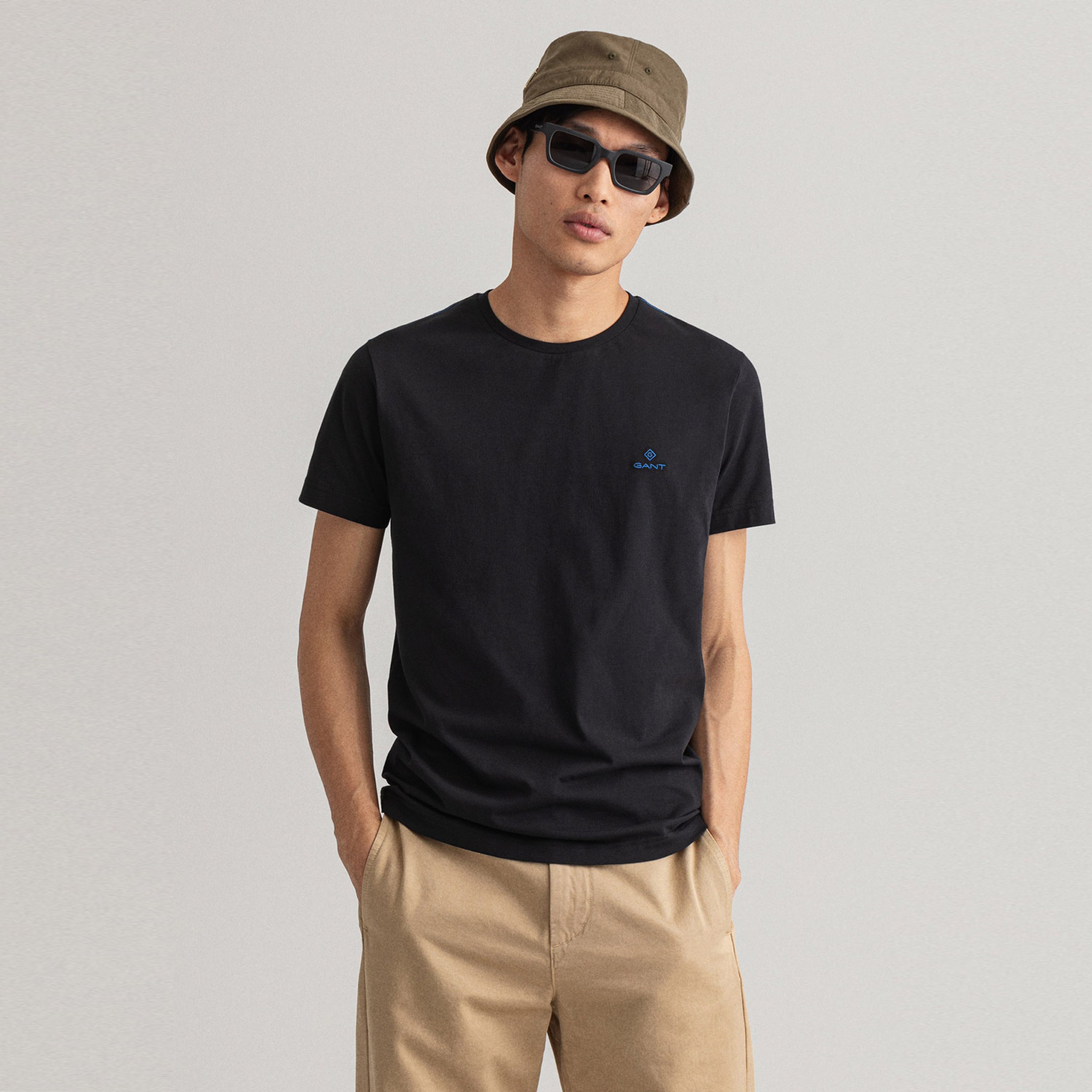 GANT Erkek Siyah Regular Fit Bisiklet Yaka T-shirt