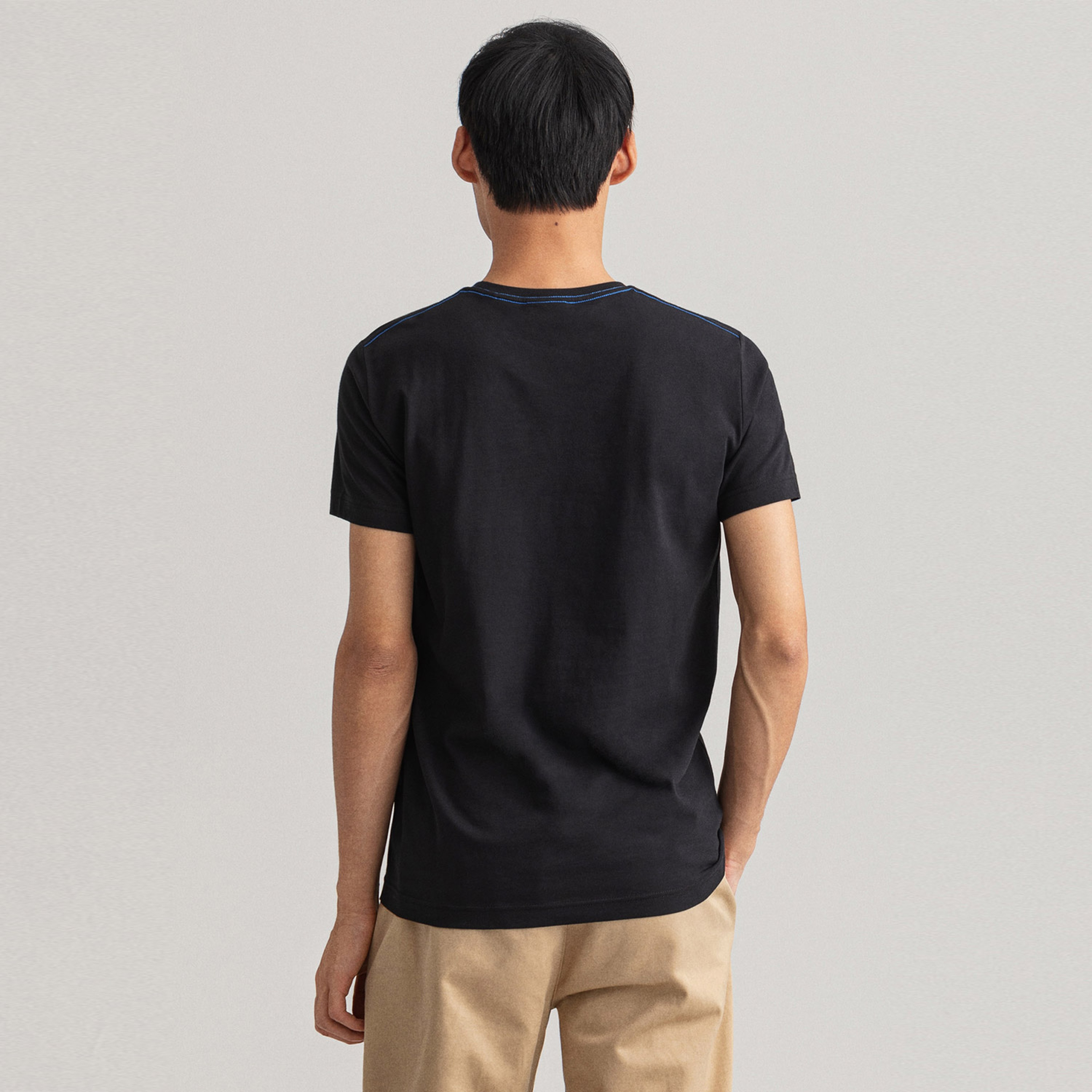 GANT Erkek Siyah Regular Fit Bisiklet Yaka T-shirt