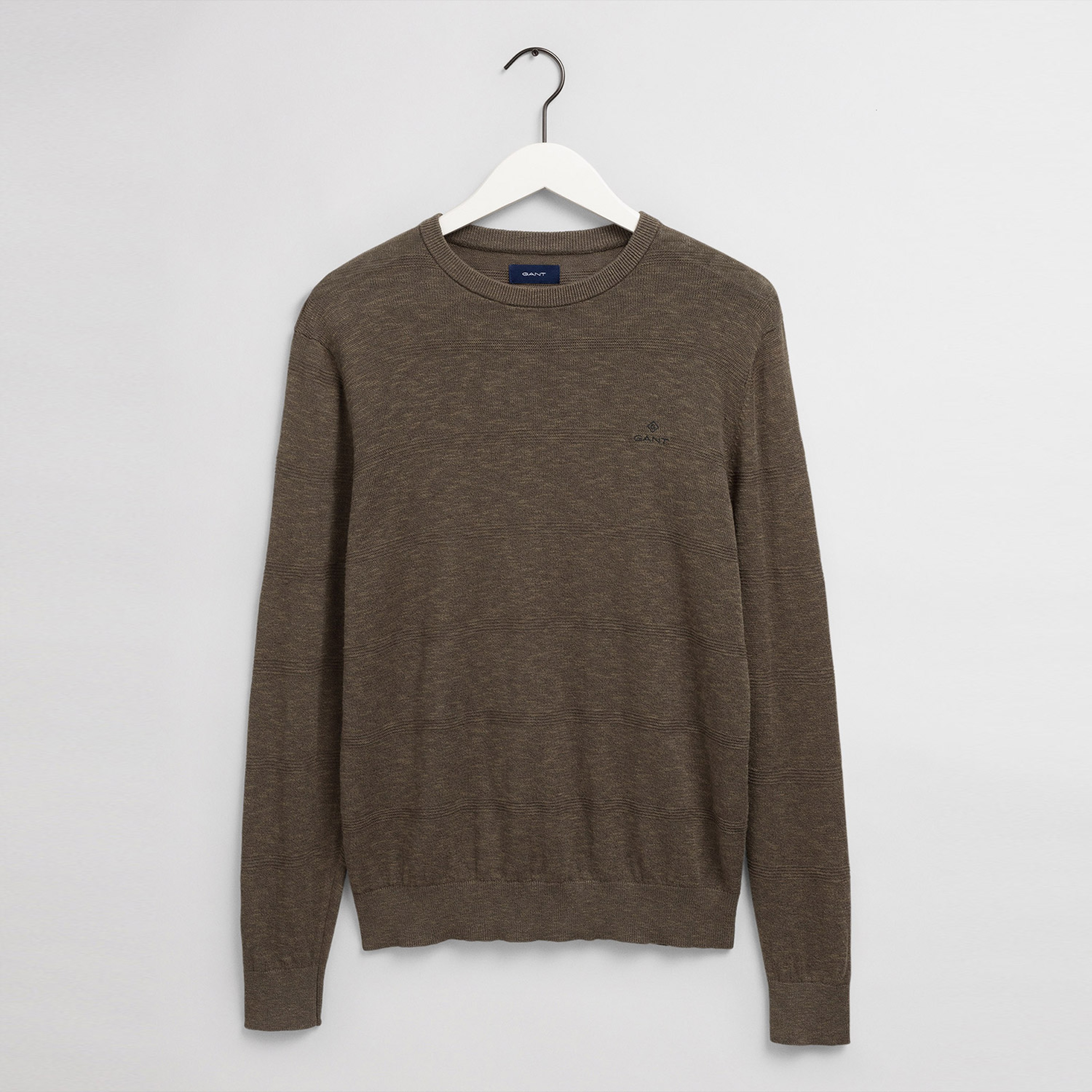 GANT Erkek Haki Regular Fit Bisiklet Yaka  Keten Kazak