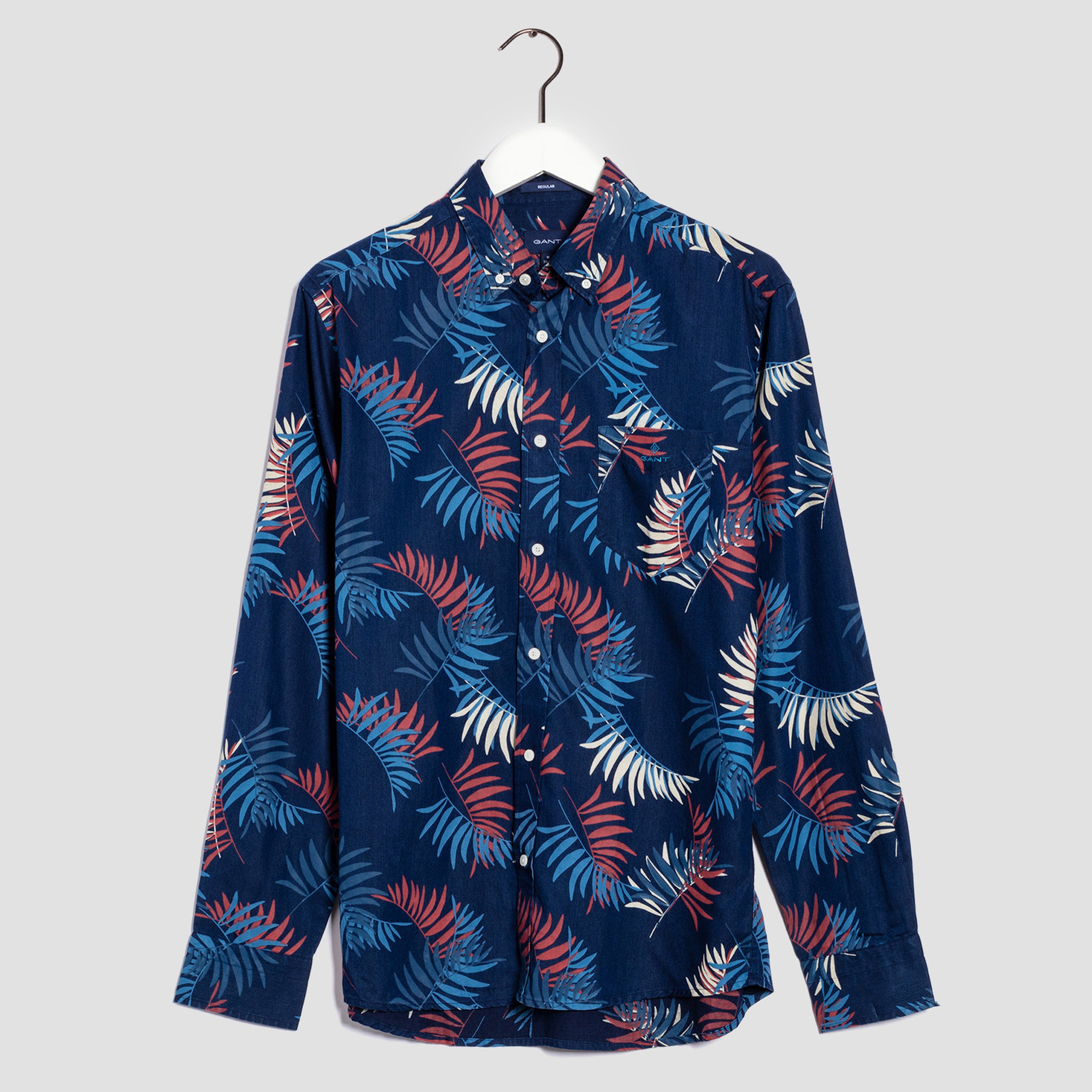 Gant Erkek Mavi Desenli Regular Fit Tech Prep Gömlek