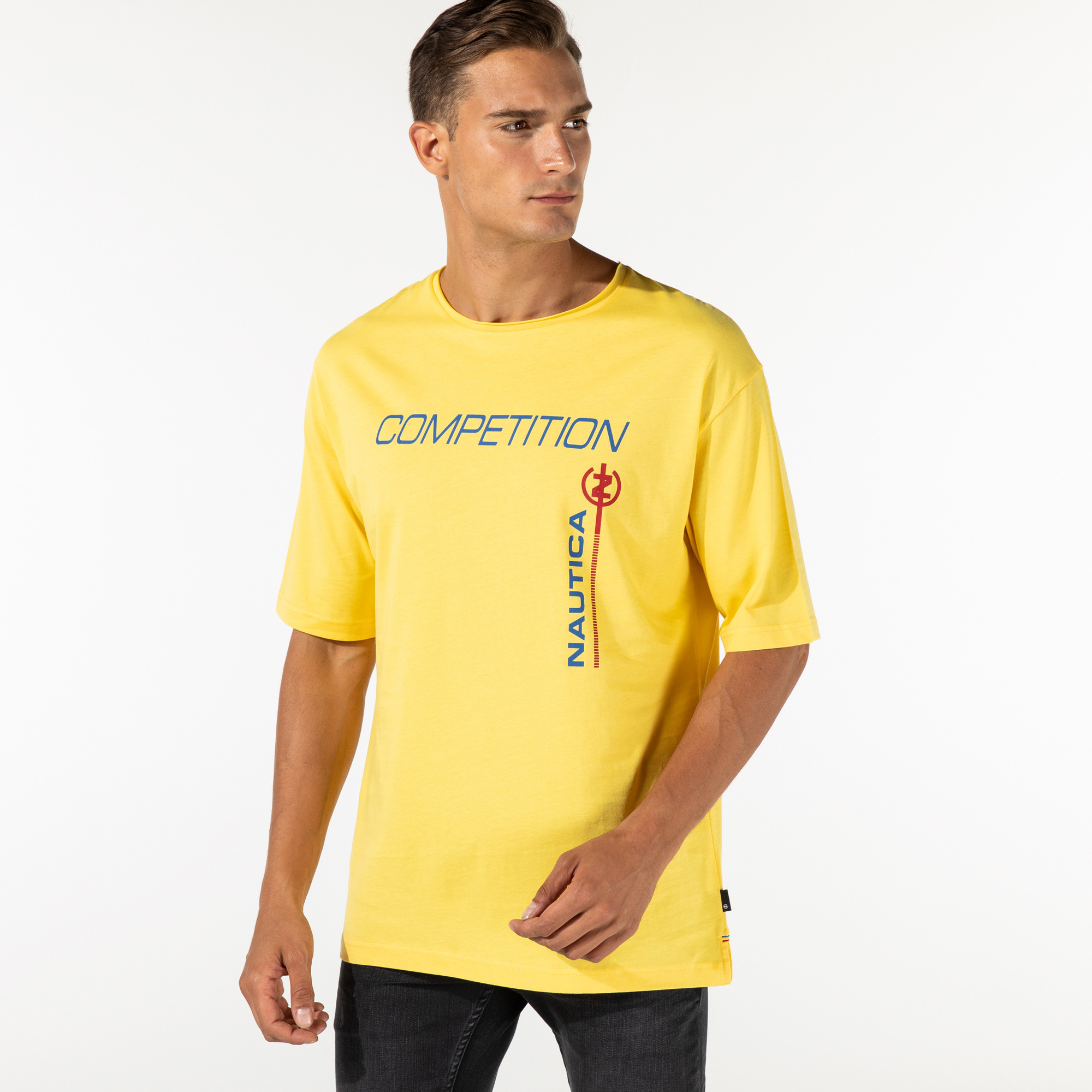 NAUTICA ERKEK SARI OVERSIZE T-SHIRT