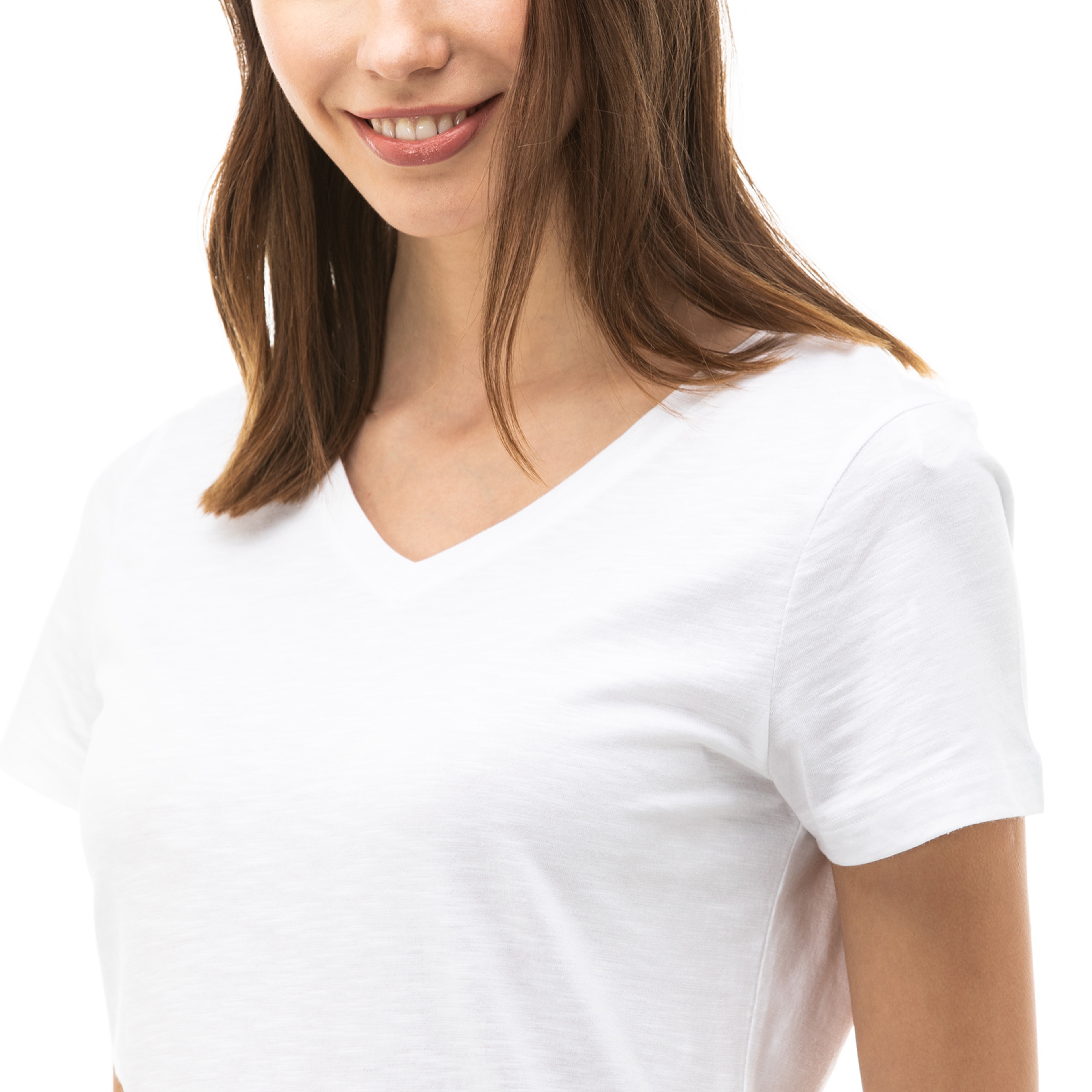 Nautica Kadın Beyaz V-Yaka T-Shirt