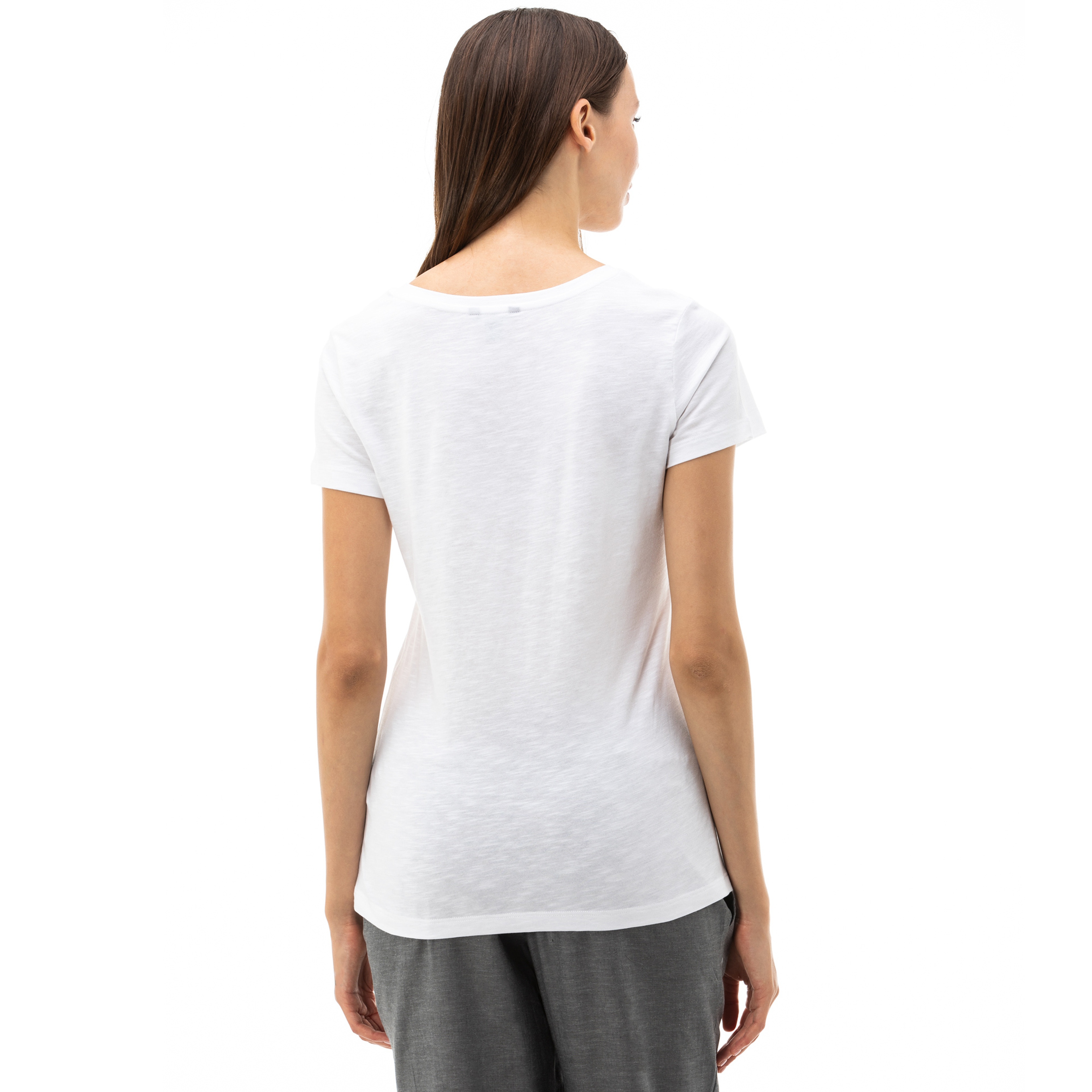Nautica Kadın Beyaz V-Yaka T-Shirt
