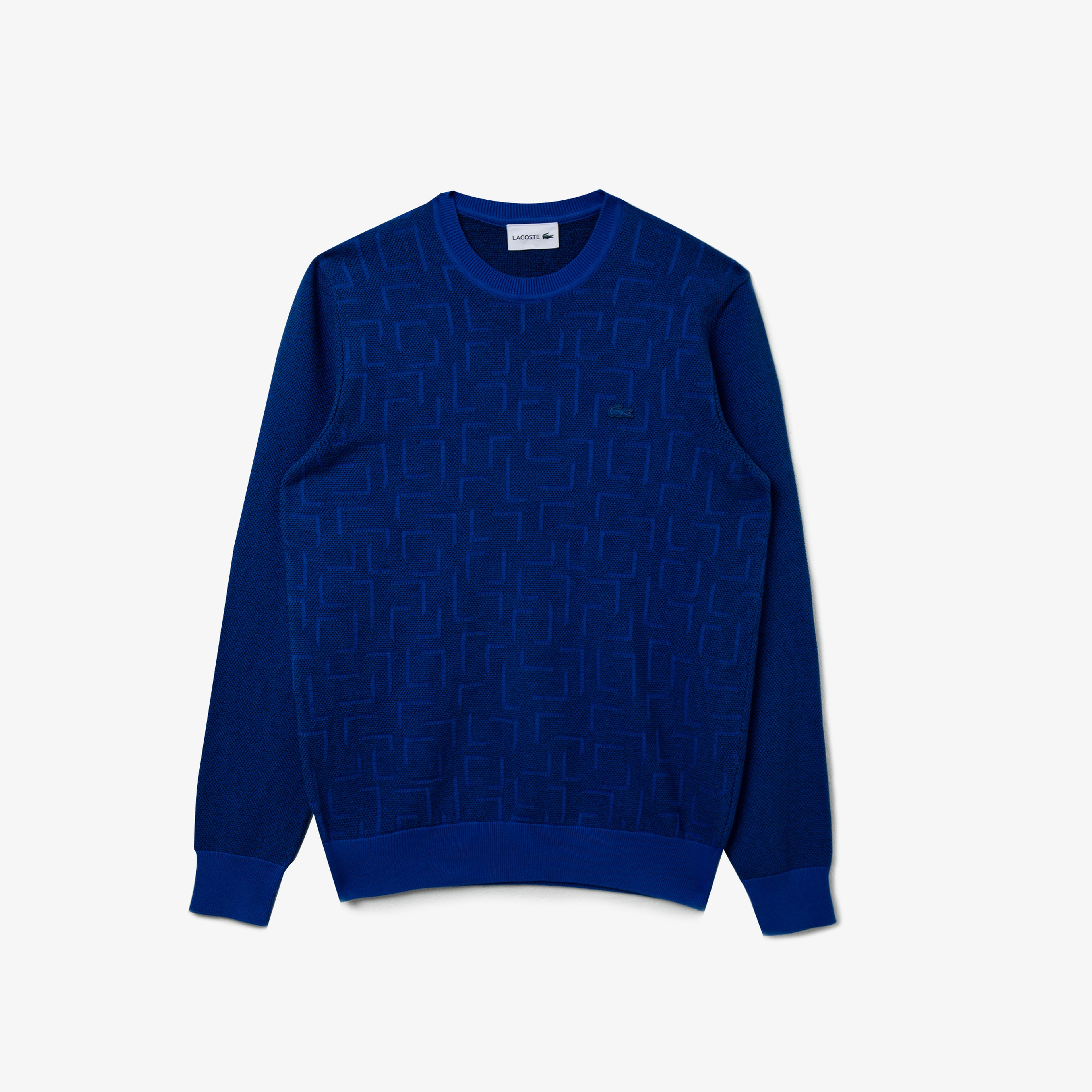 Lacoste Erkek Bisiklet Yaka Desenli Saks Mavi Triko Kazak