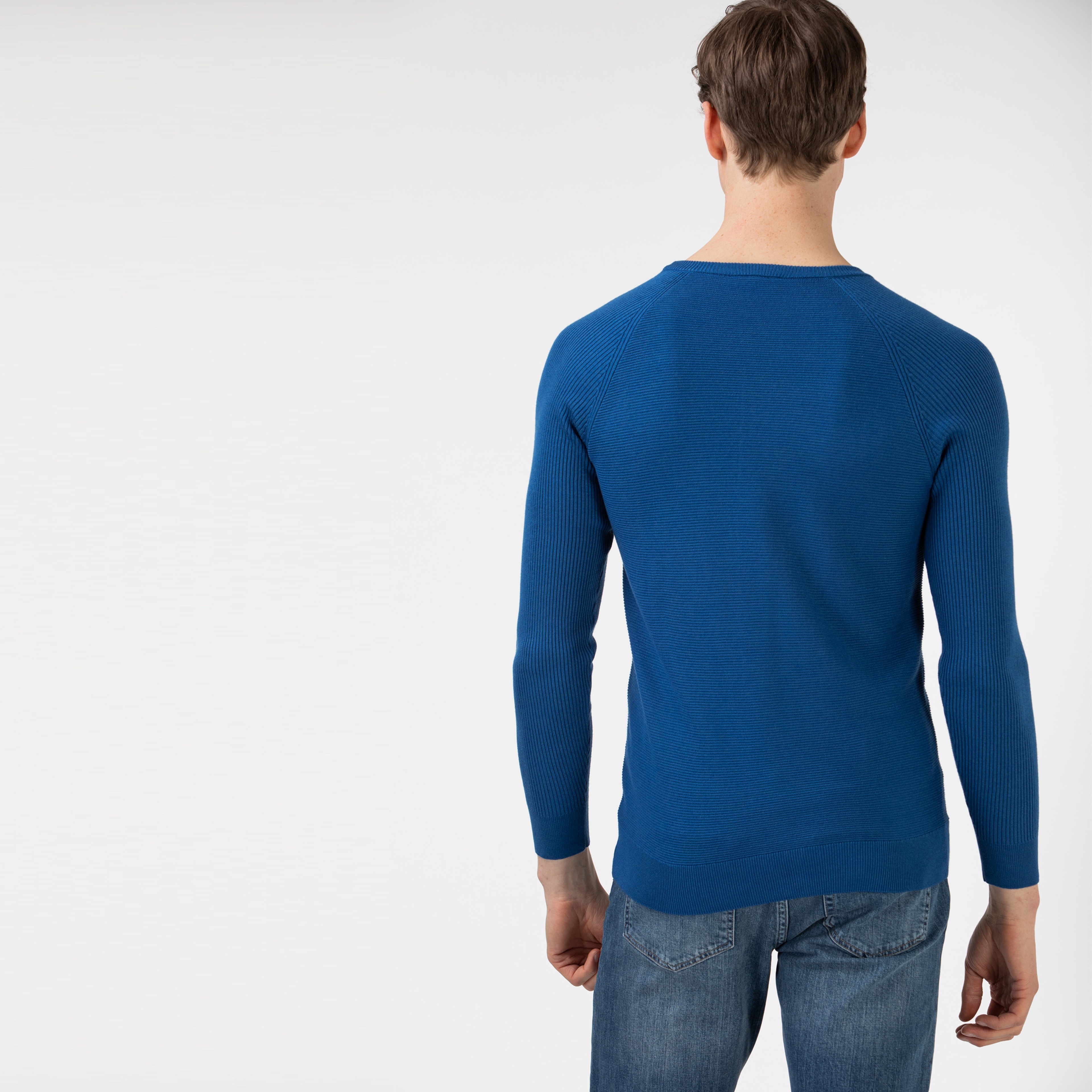 Lacoste Erkek Bisiklet Yaka Mavi Triko Kazak