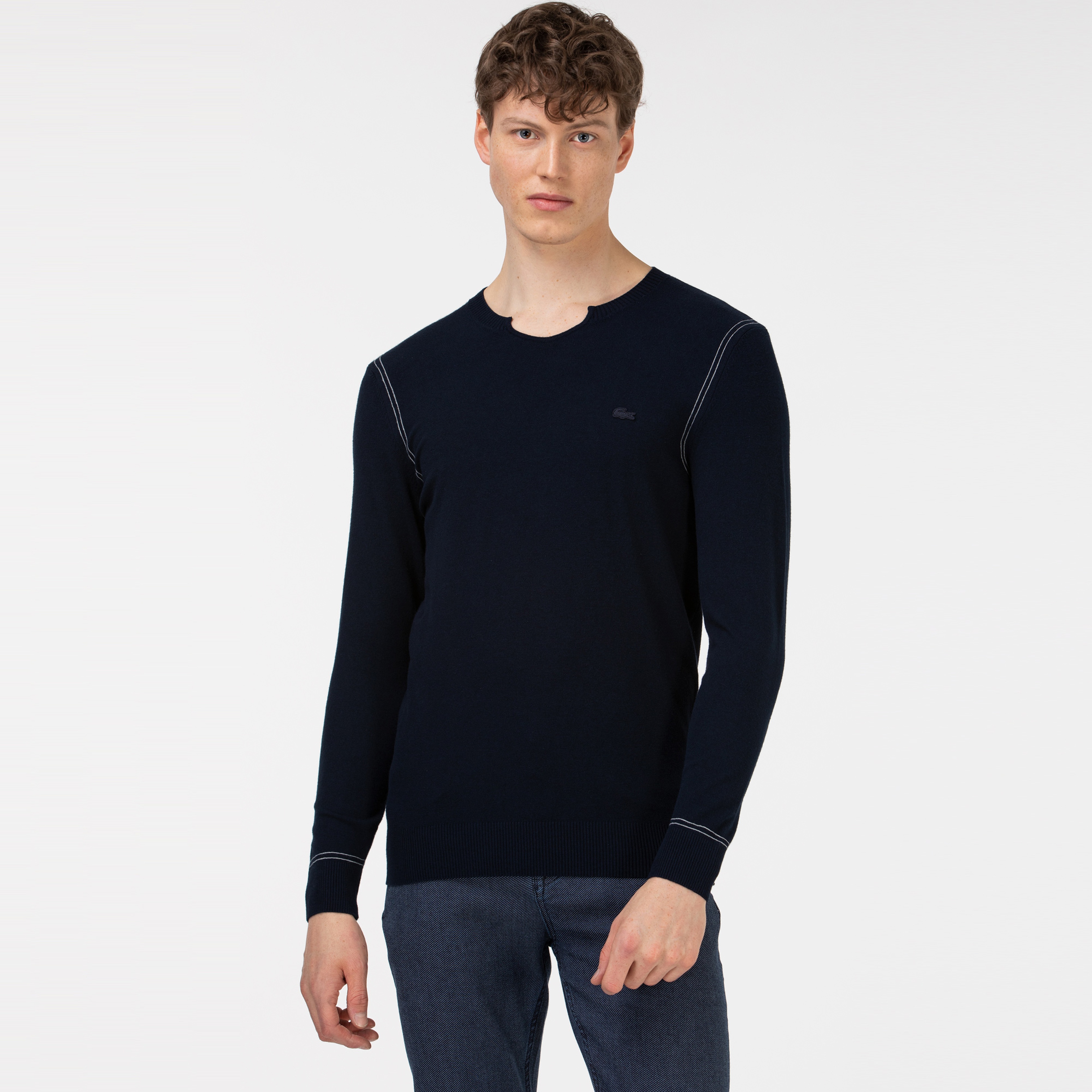 Lacoste Erkek V Yaka Lacivert Triko Kazak