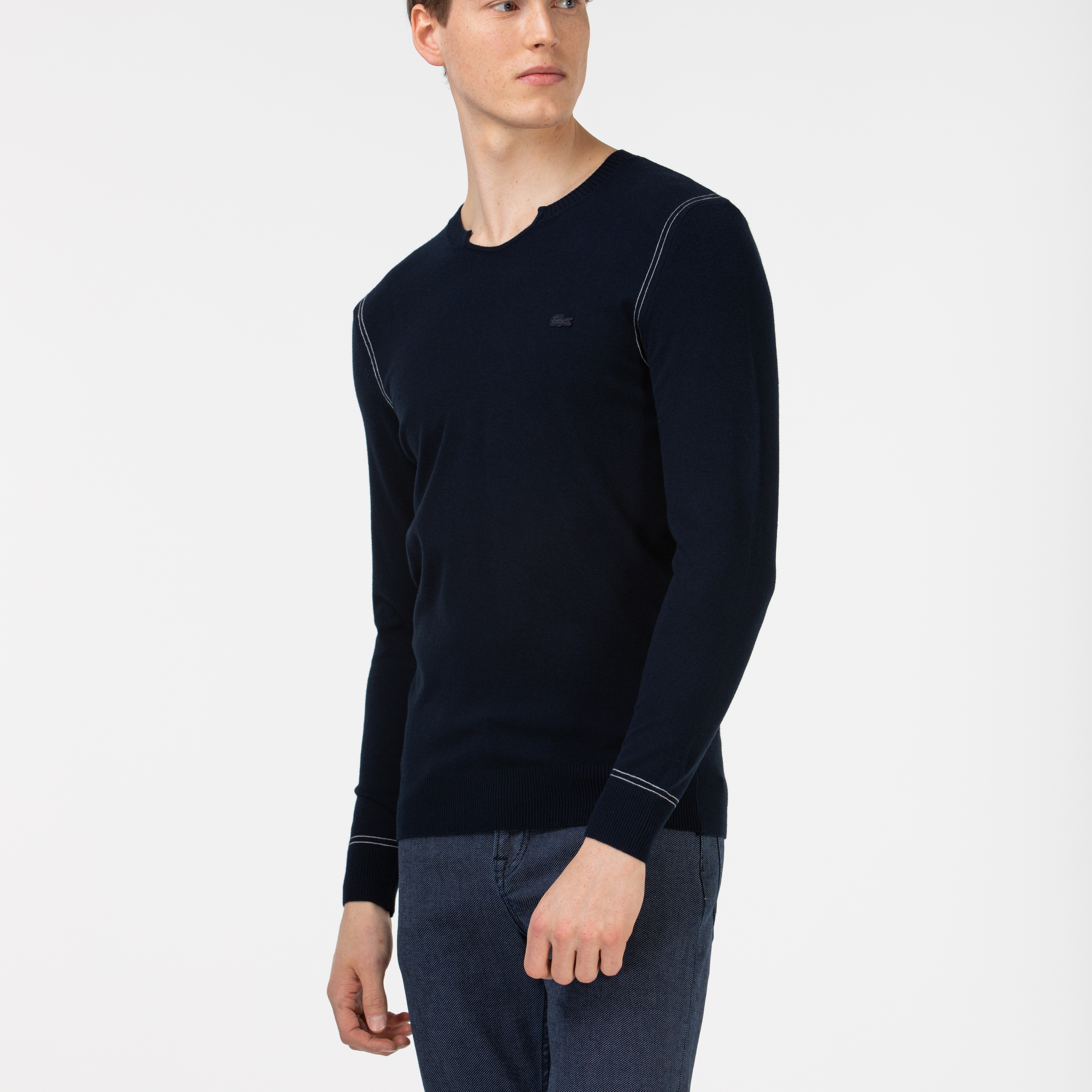 Lacoste Erkek V Yaka Lacivert Triko Kazak