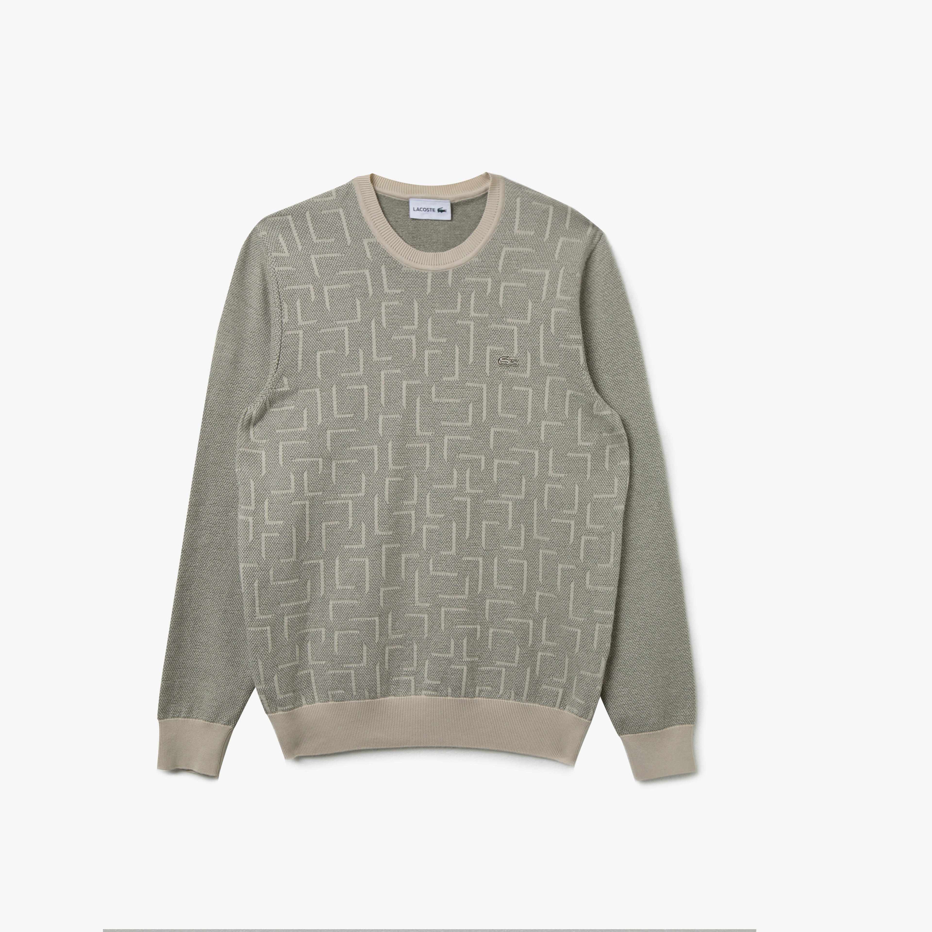 Lacoste Erkek Bisiklet Yaka Desenli Bej Triko Kazak